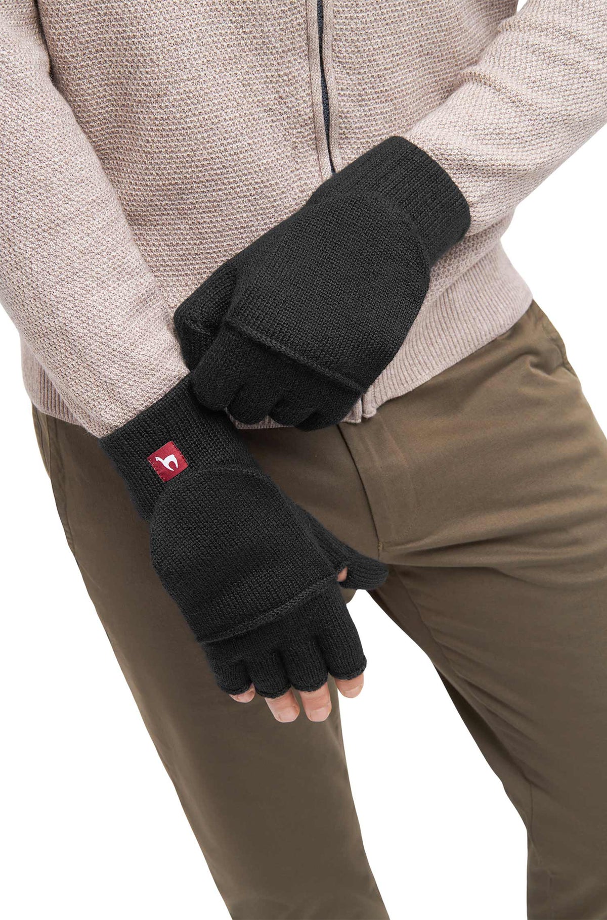 Alpaka Känguru Handschuhe UNI-schwarz