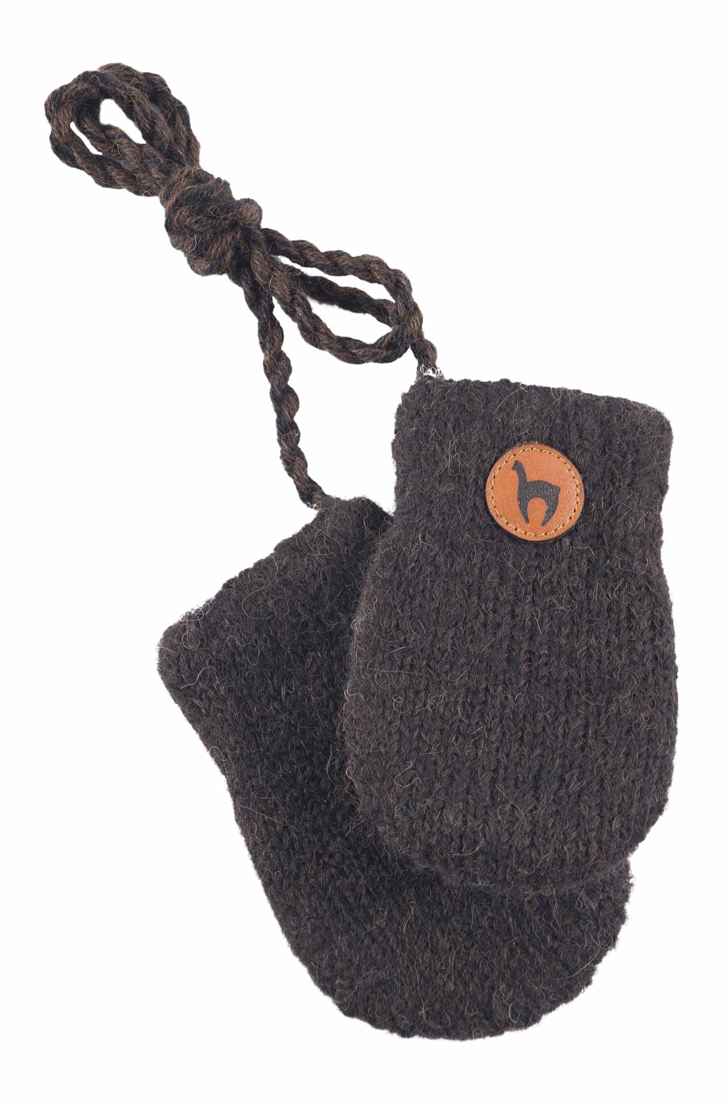 Alpaka Fäustlinge NATURA-kakaobraun/anthrazit