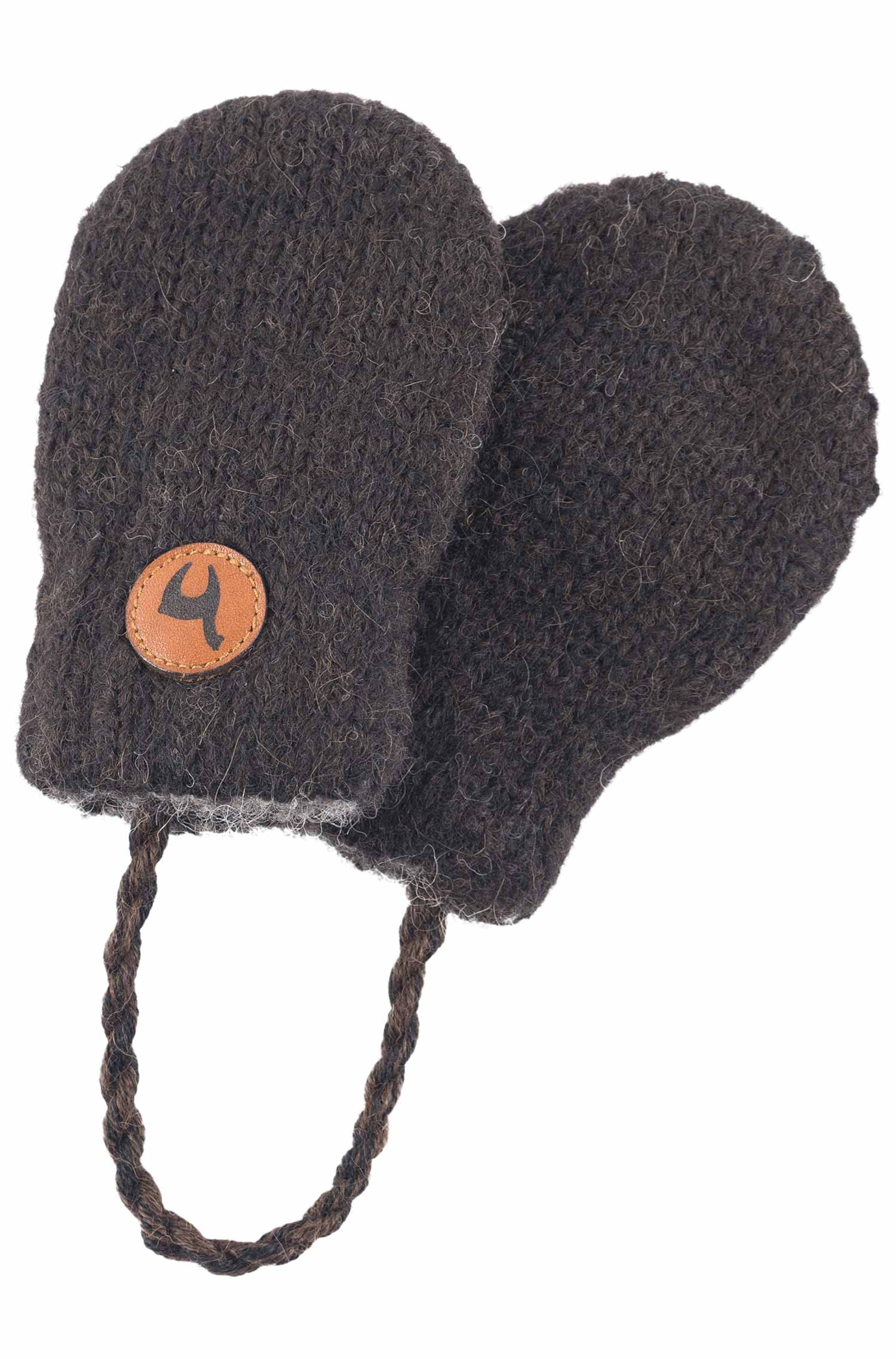 Alpaka Fäustlinge NATURA-kakaobraun/anthrazit