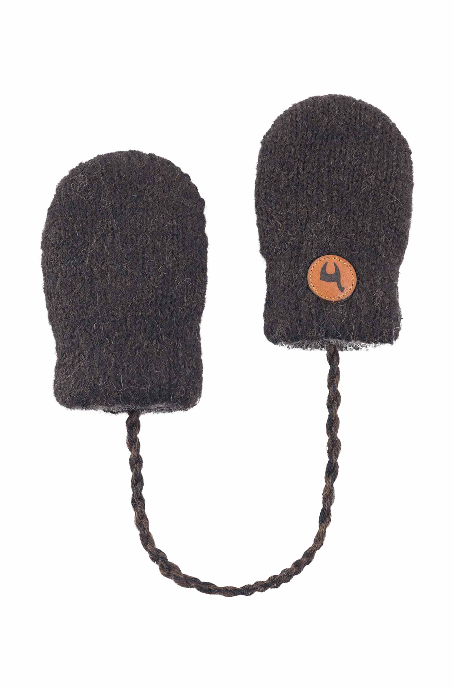 Alpaka Fäustlinge NATURA-kakaobraun/anthrazit