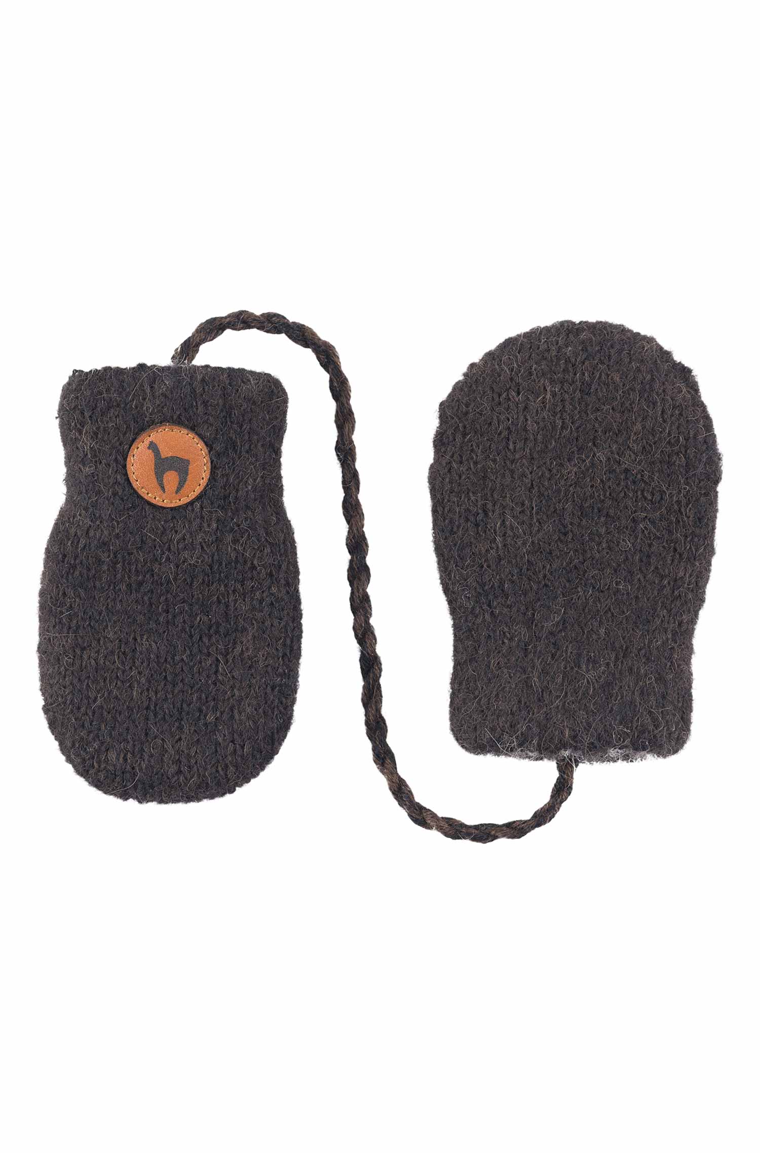 Alpaka Fäustlinge NATURA-kakaobraun/anthrazit