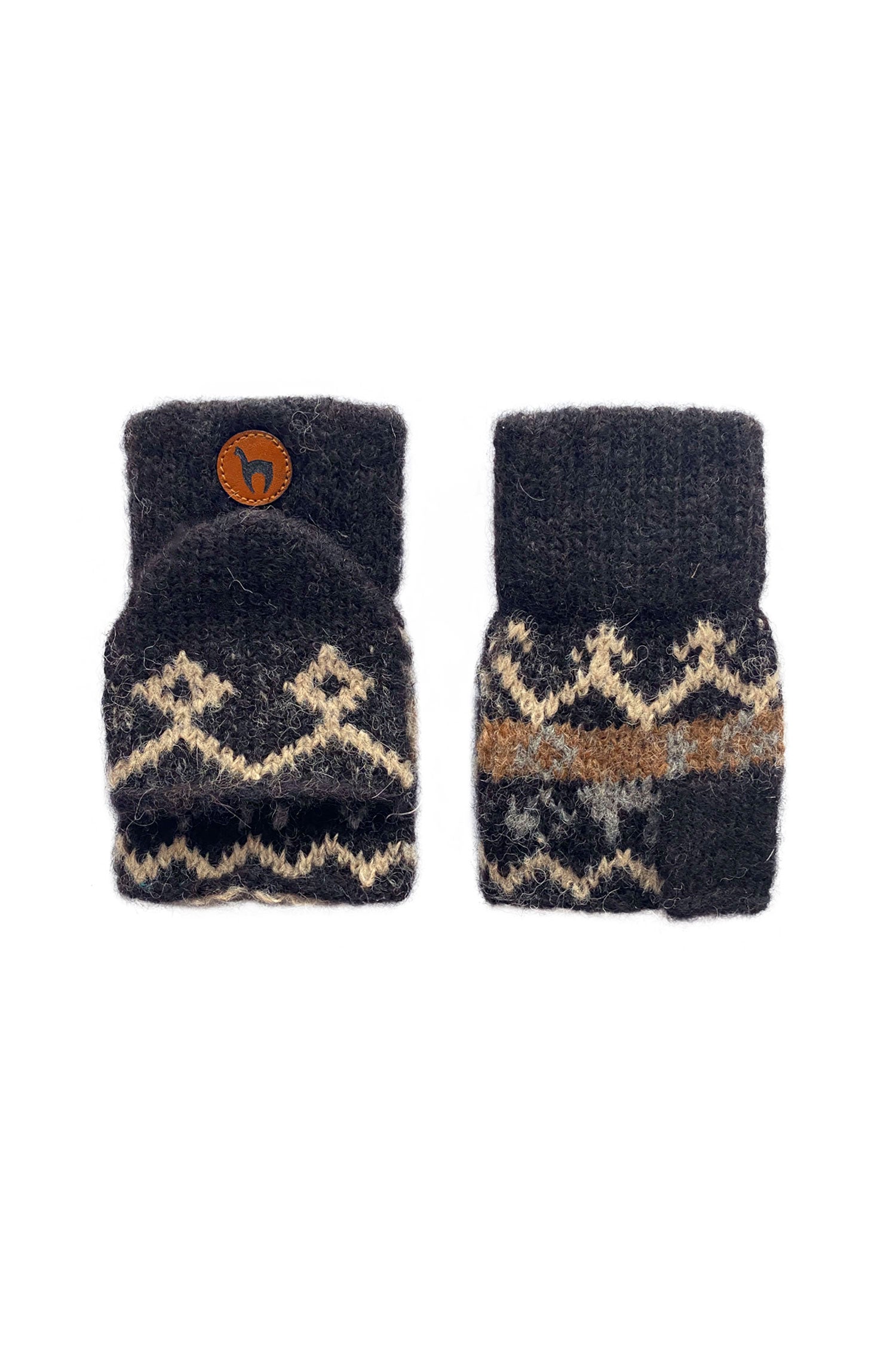 Alpaka Känguru Handschuhe NATURA-dunkelbraun