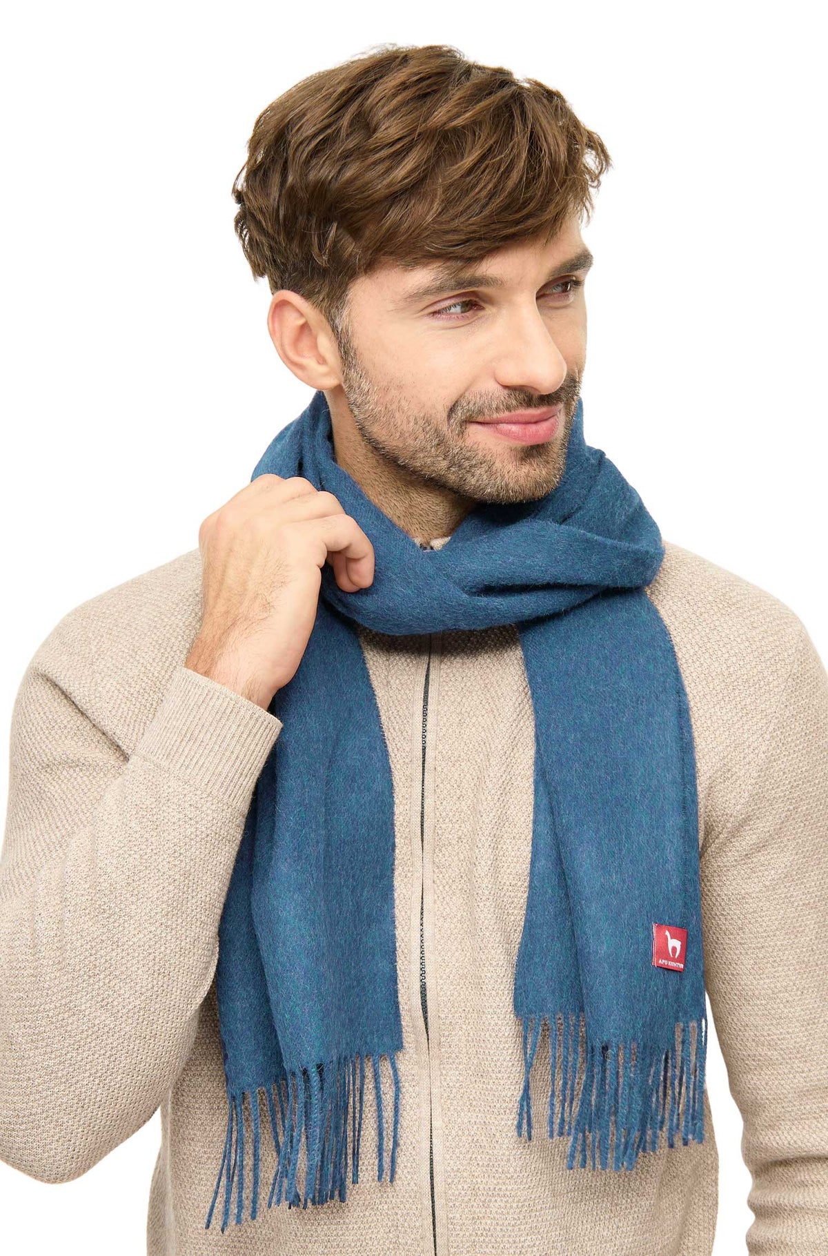 Alpaka Webschal UNI-denim melange