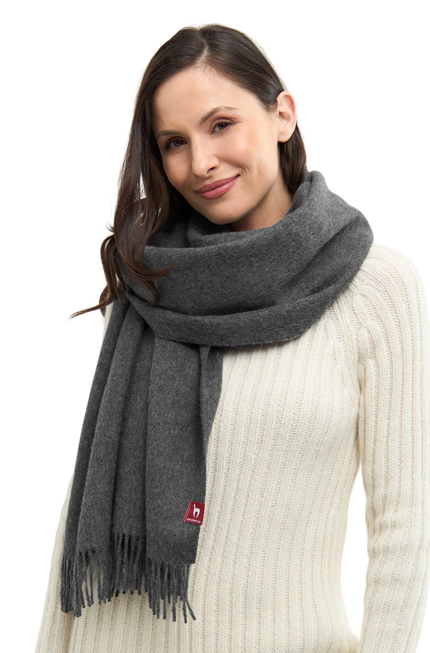 Alpaka Webschal GRANDE-dunkelgrau