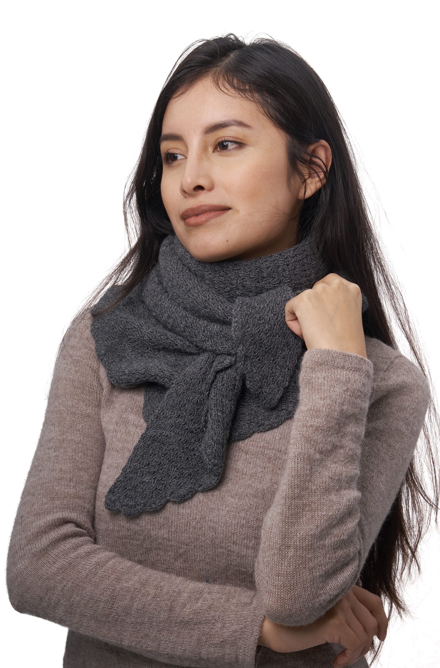 Alpaka Dreieckschal MARIPOSA-grau