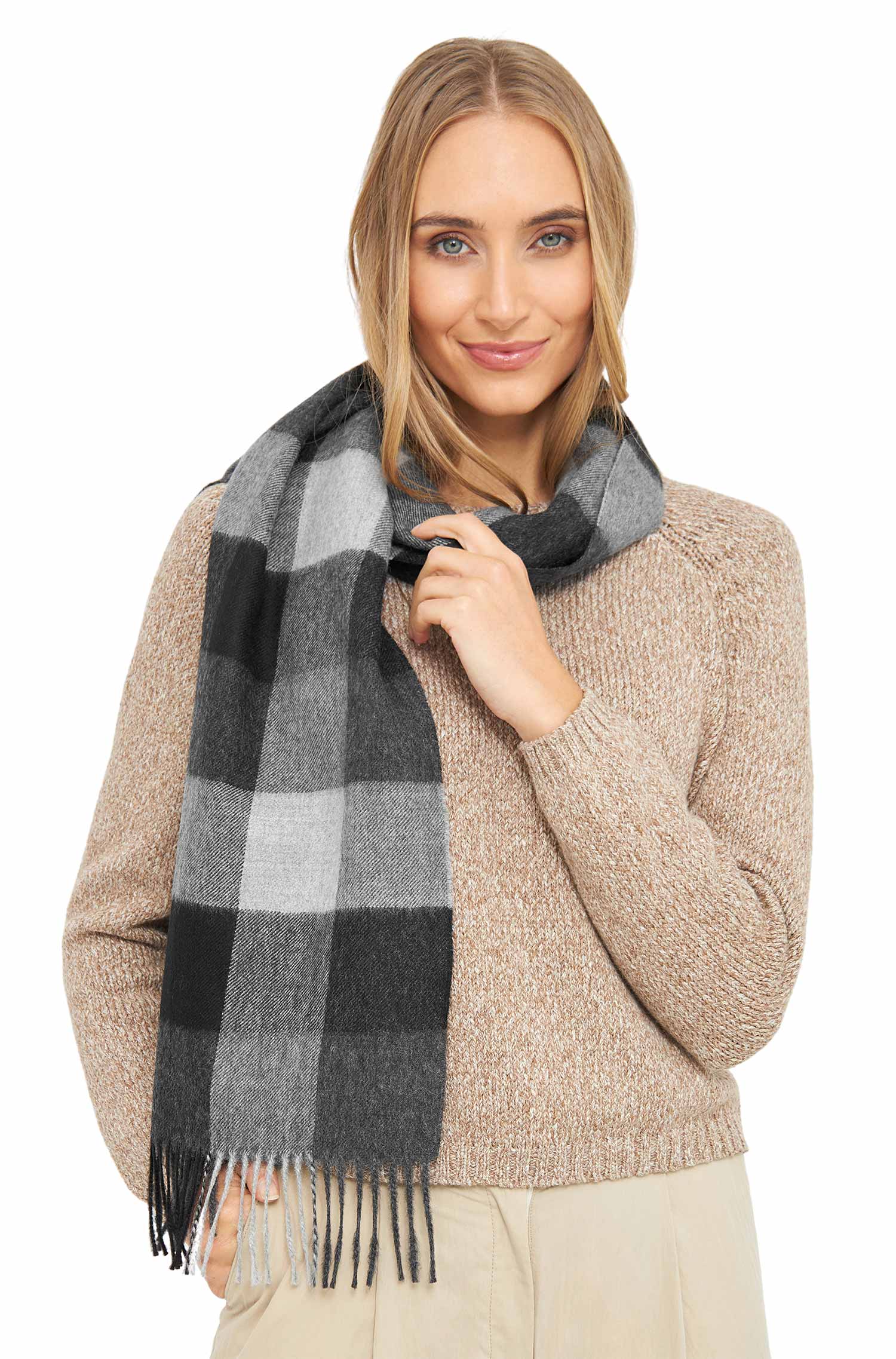 Alpaka Webschal KARO-grau