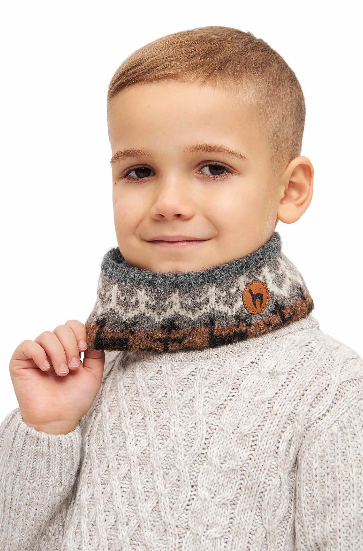 Alpaka Loop-Schal NATURA aus 100% ungefärbtem Alpaka-anthrazit