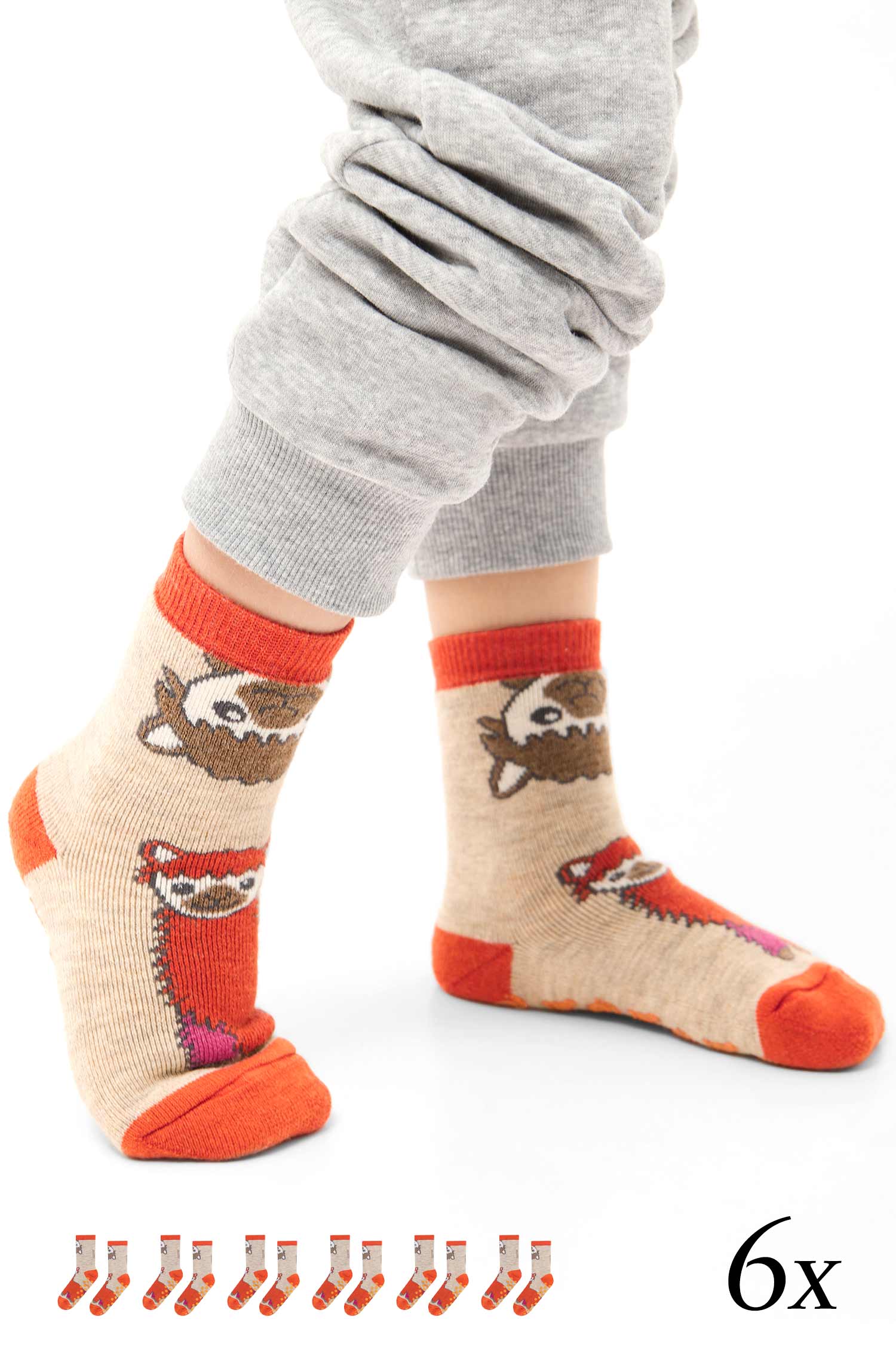 Alpaka Socken ABS | 6er-Pack-orange