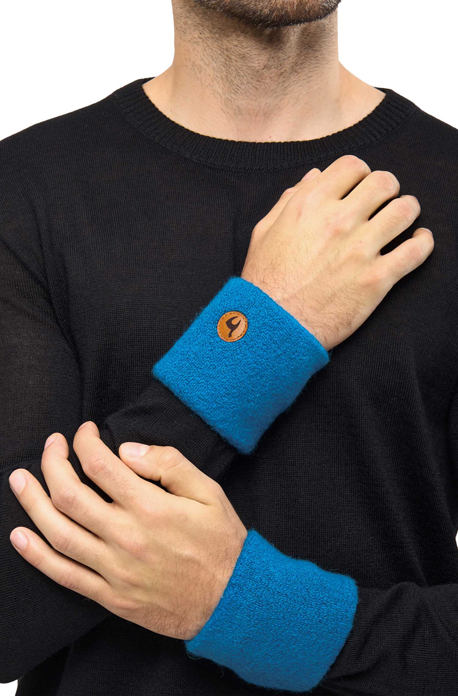 Alpaka Pulswärmer STRETCH-azurblau