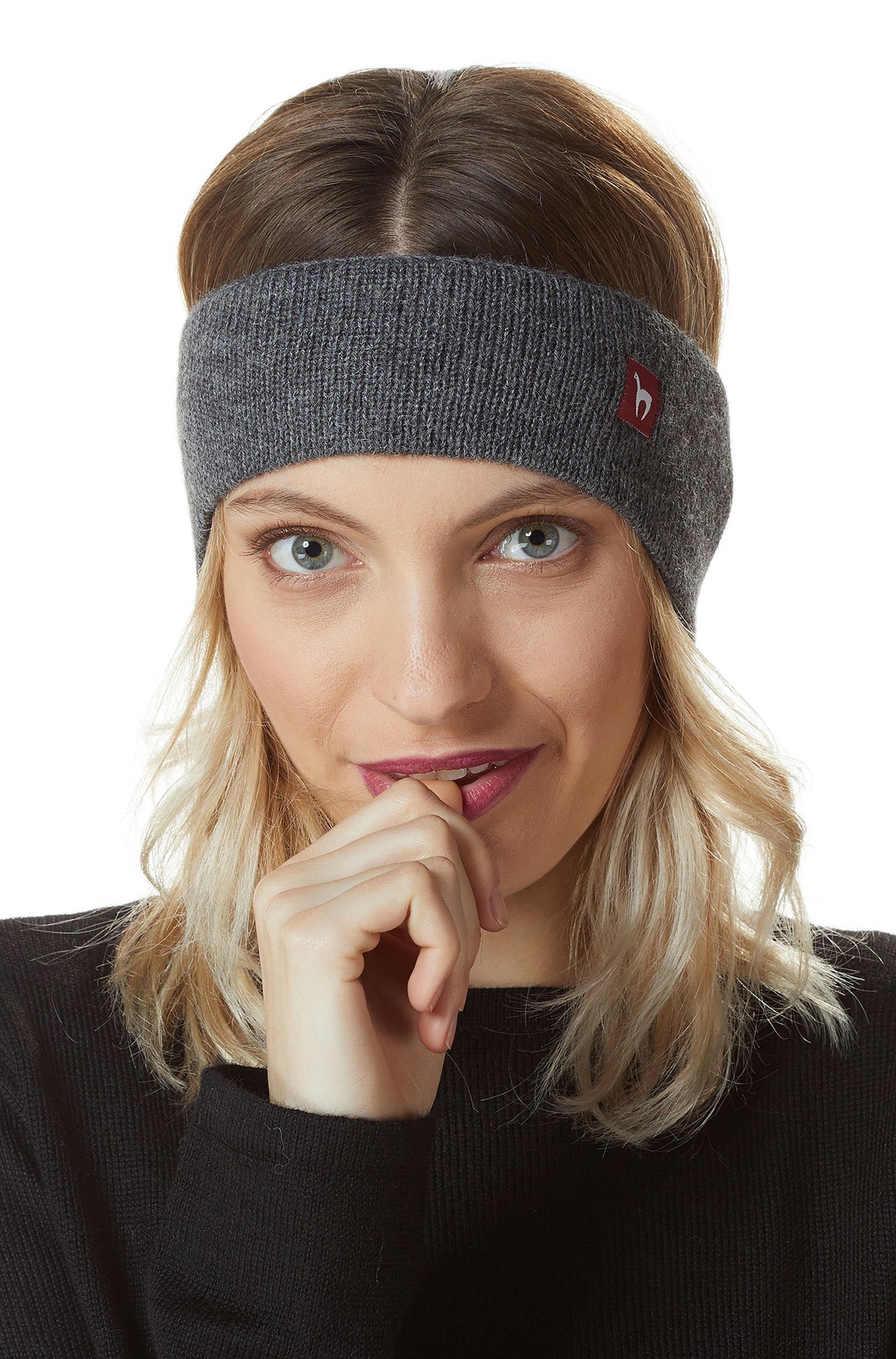 Alpaka Stirnband UNI-grau