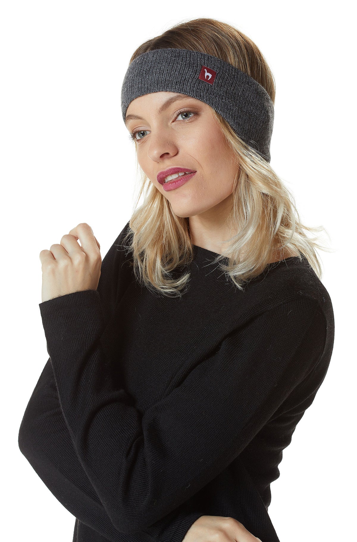 Alpaka Stirnband UNI-grau