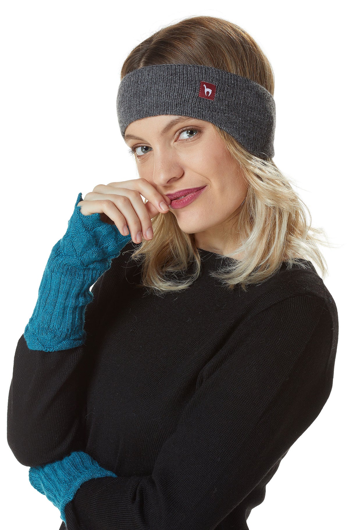 Alpaka Stirnband UNI-grau