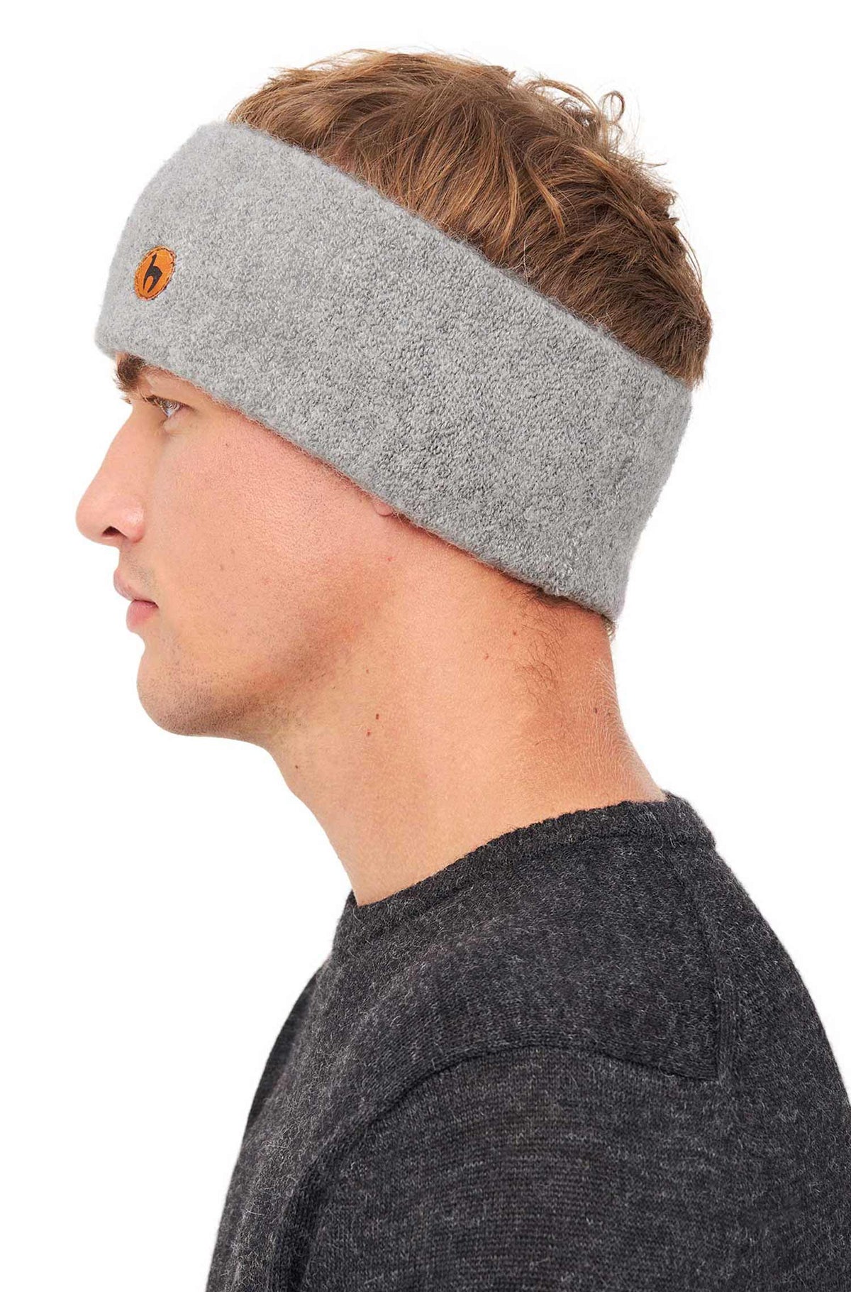 Alpaka Stirnband STRETCH-silbergrau