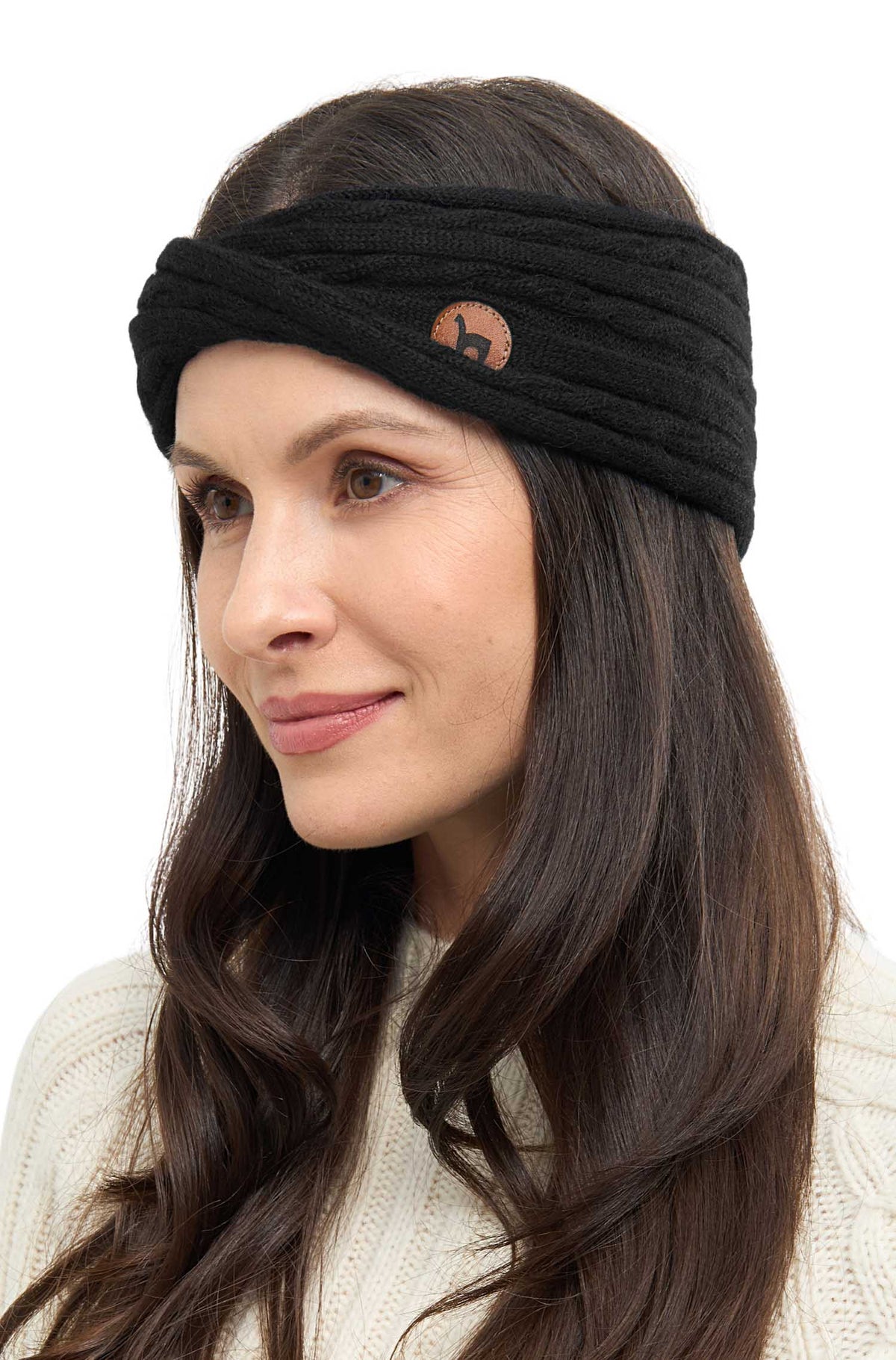 Alpaka Stirnband SUAVE Twist-schwarz