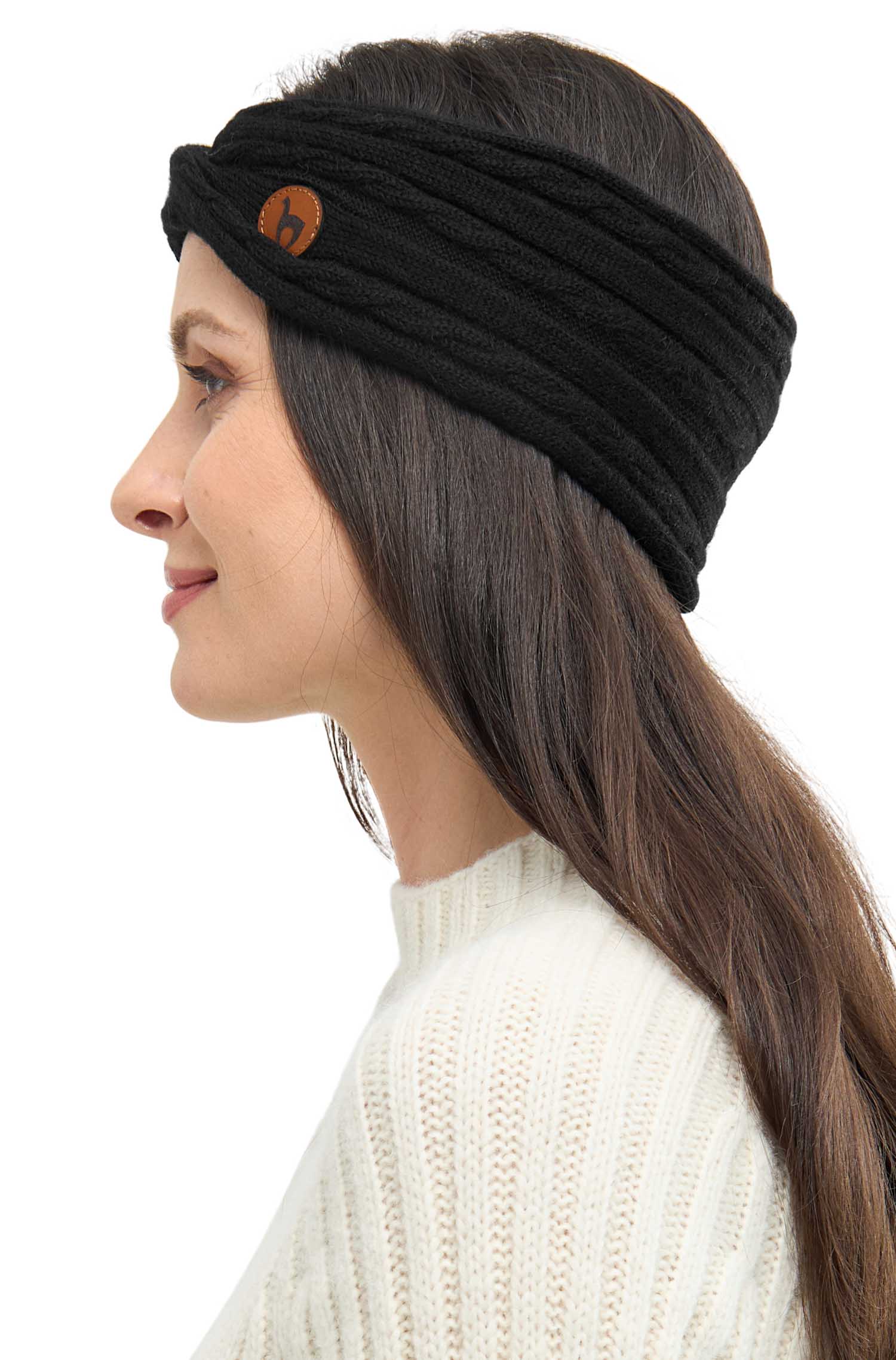 Alpaka Stirnband SUAVE Twist-schwarz