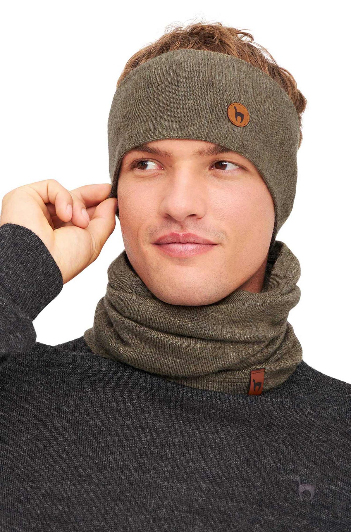 Alpaka Stirnband ROYAL ALPACA SPORT-khaki