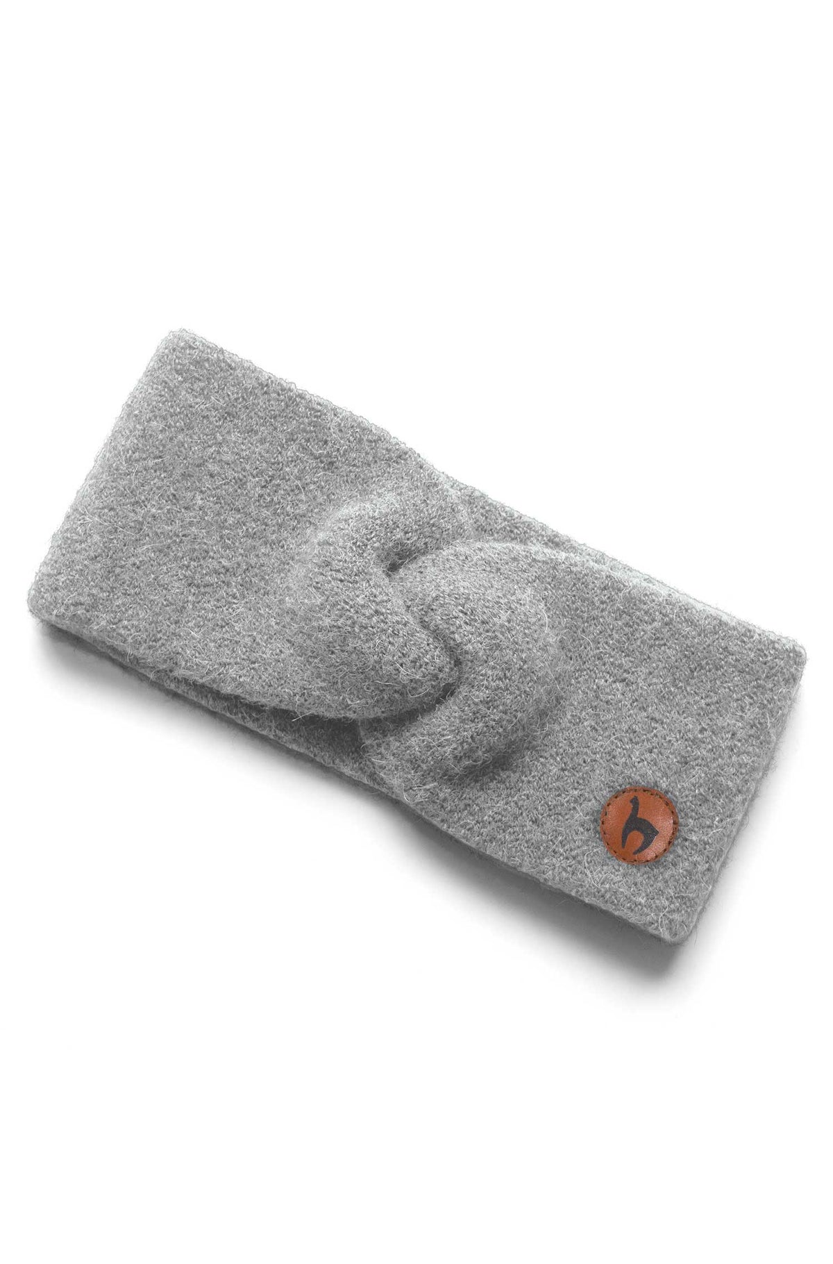 Alpaka Stirnband LOLA mit Twist-silbergrau
