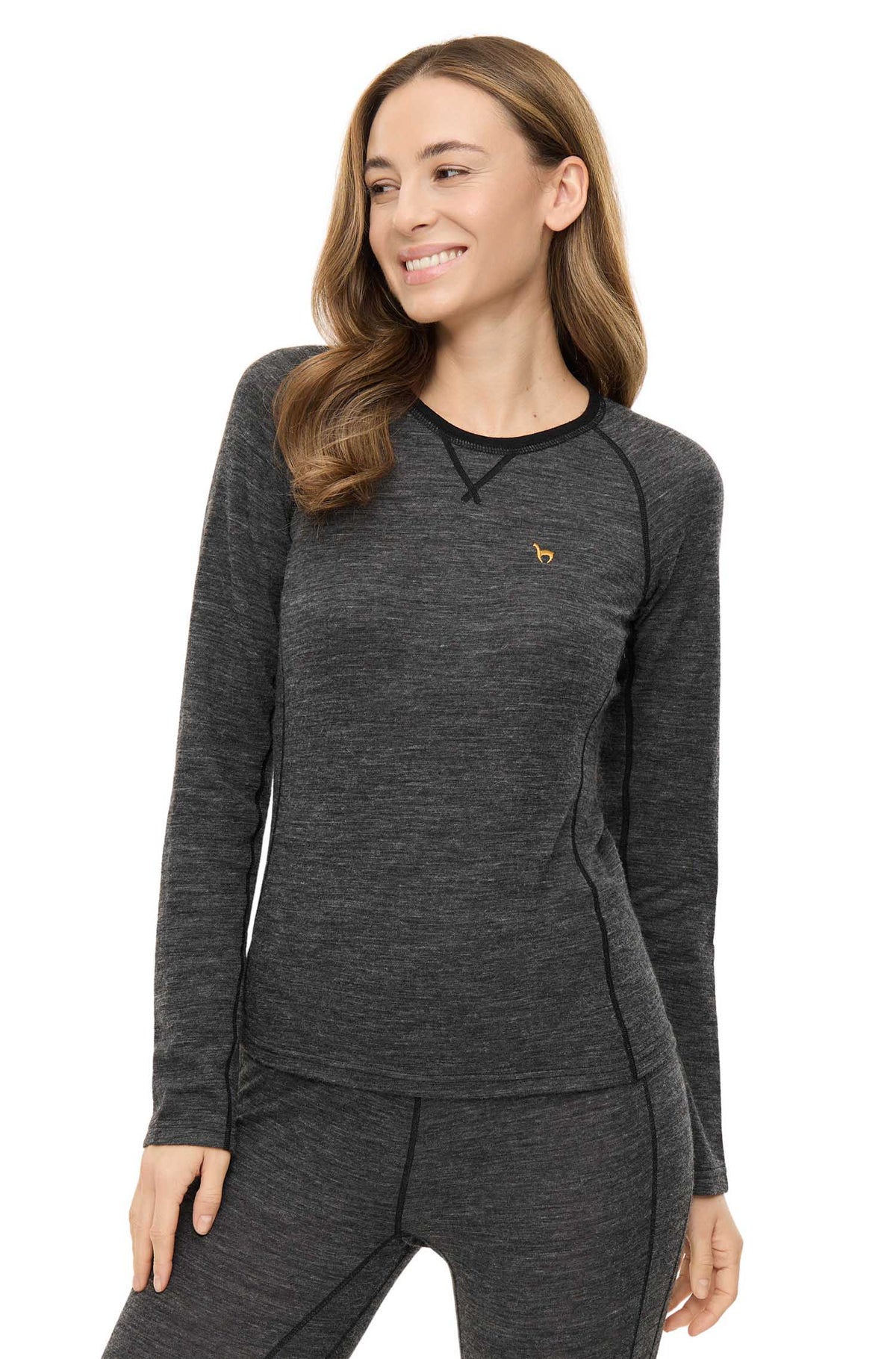 Alpaka Langarmshirt THERMO-anthrazit
