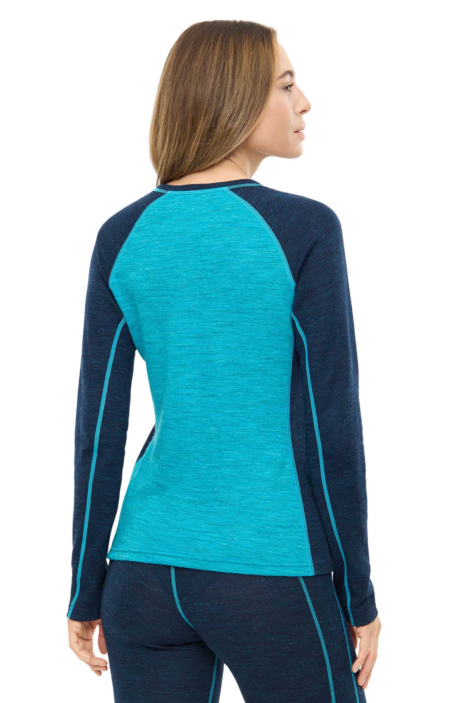 Alpaka Langarmshirt THERMO-navy/türkis