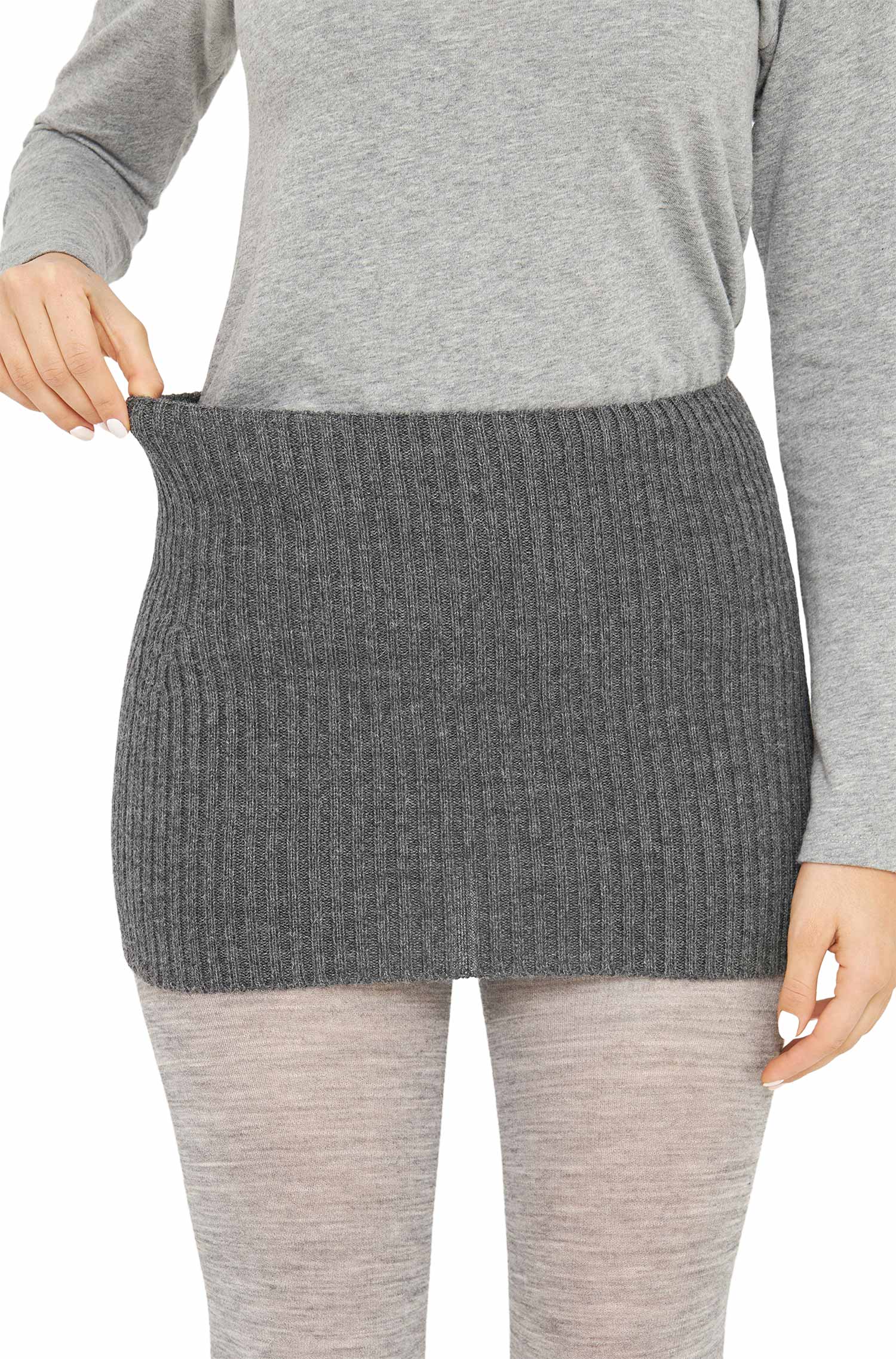 Alpaka Nierenwärmer RIPP-grau