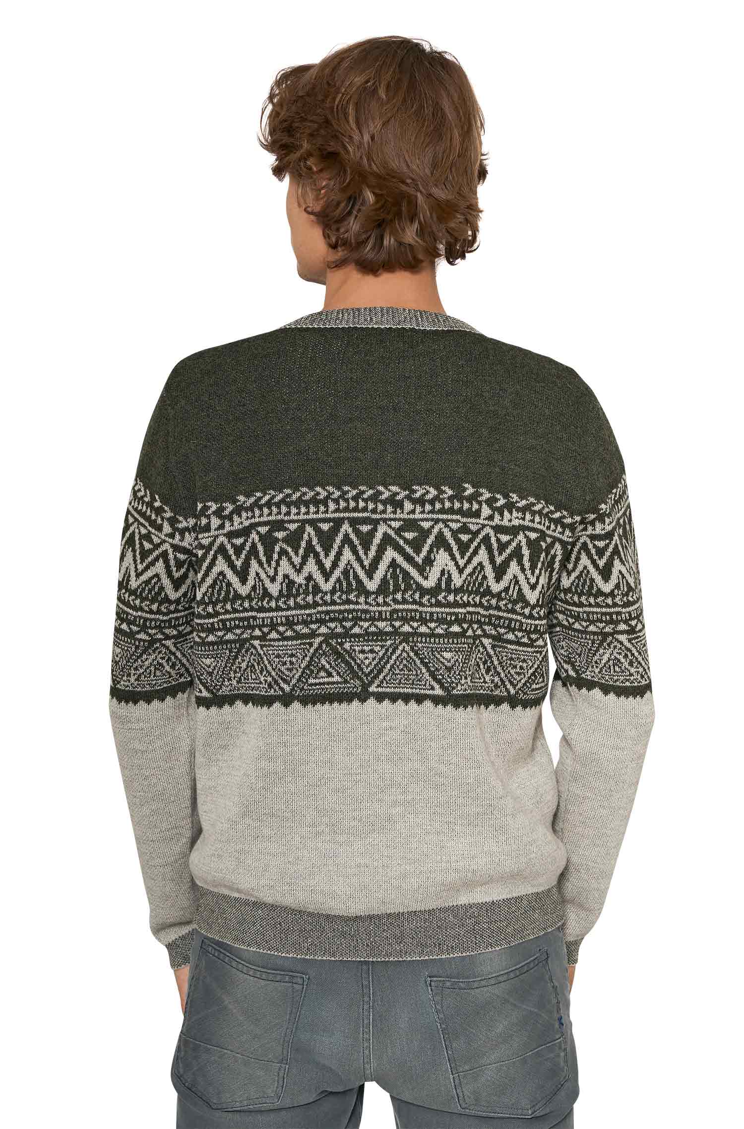 Rundhals Pullover GIORGIO Herren Baby Alpaka Rundhals-tannengrün/silber