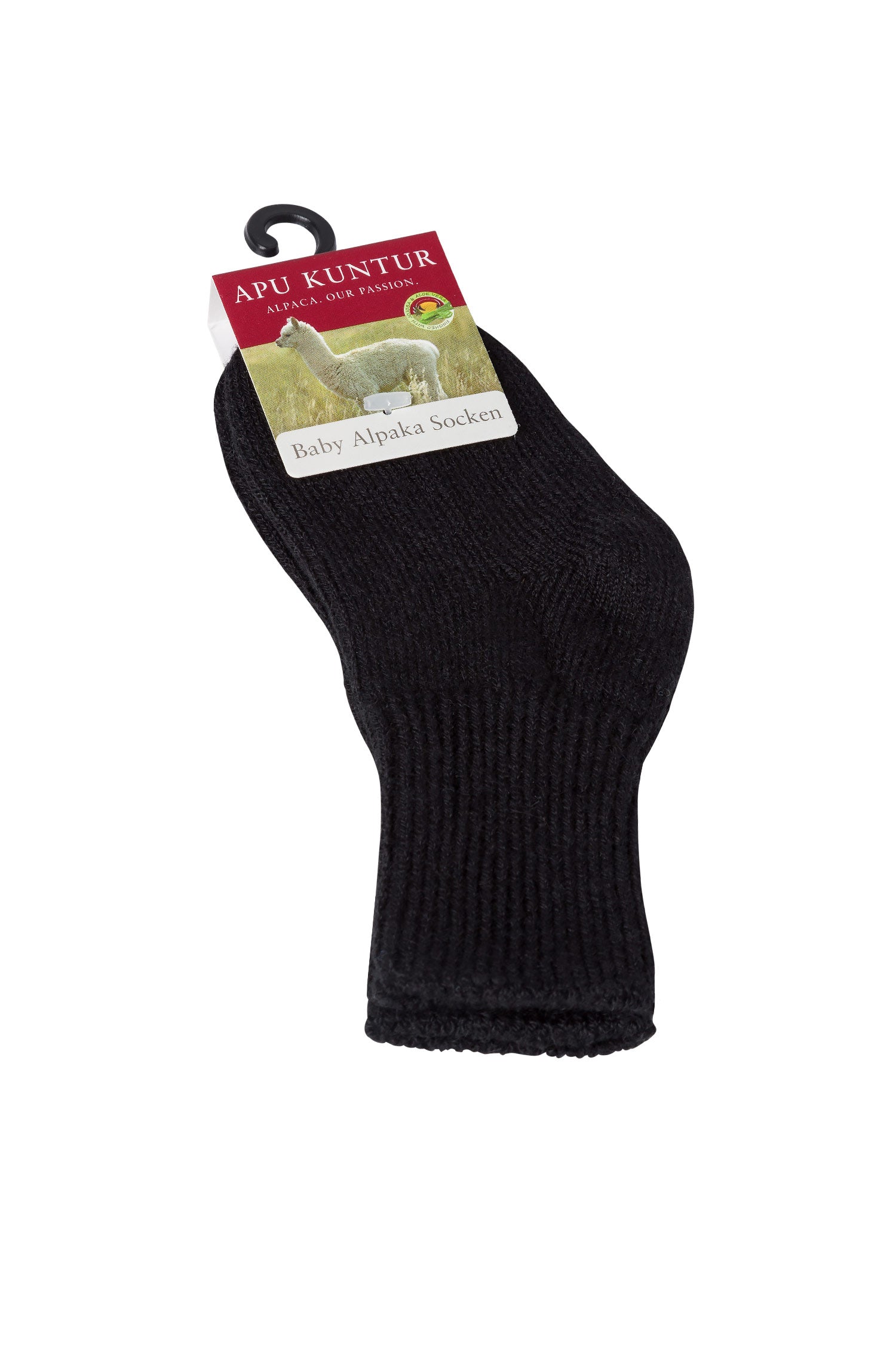 Alpaka Socken Kinder (Gr. 15-29) aus 70% Baby Alpaka & 25% Baumwolle-schwarz