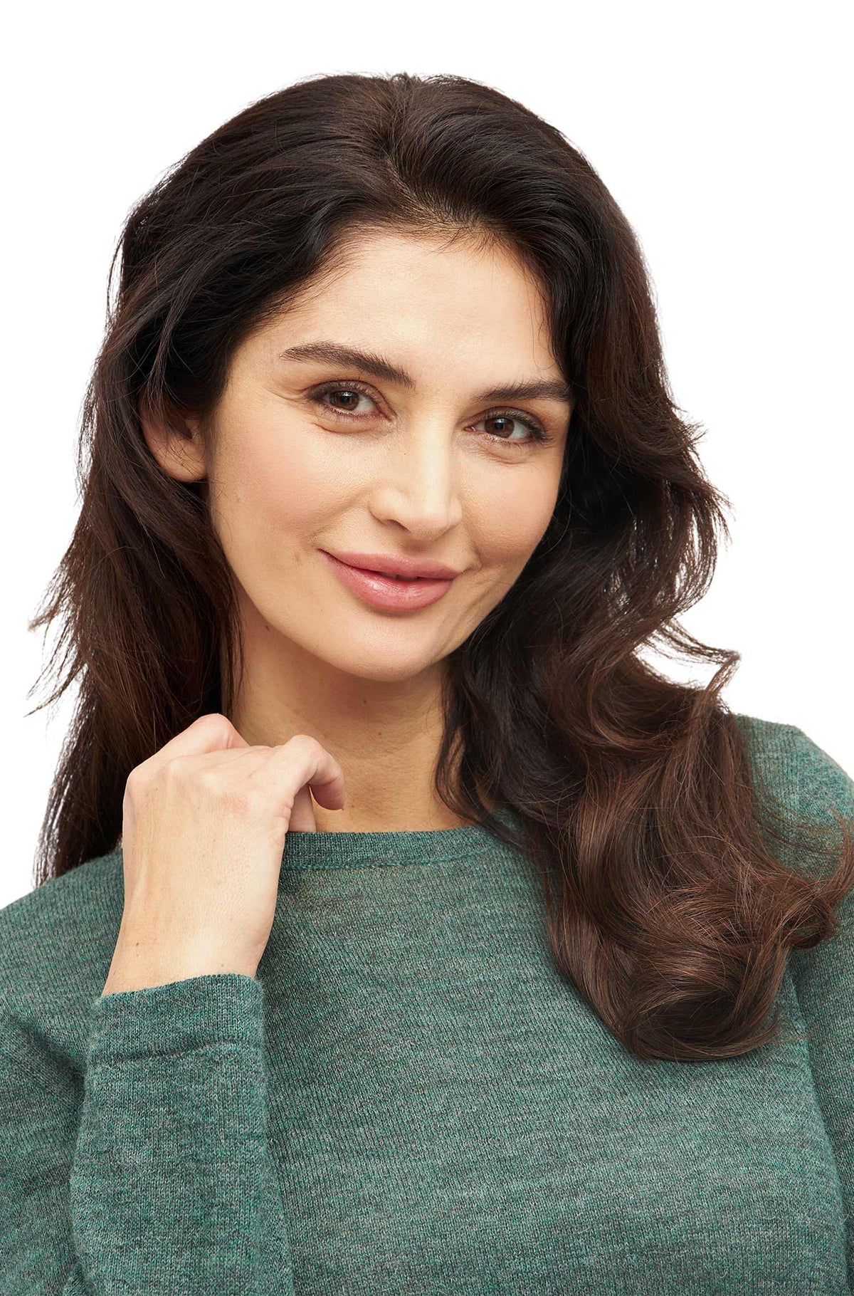 Alpaka Damen Pullover AMALIA-grüngrau melange