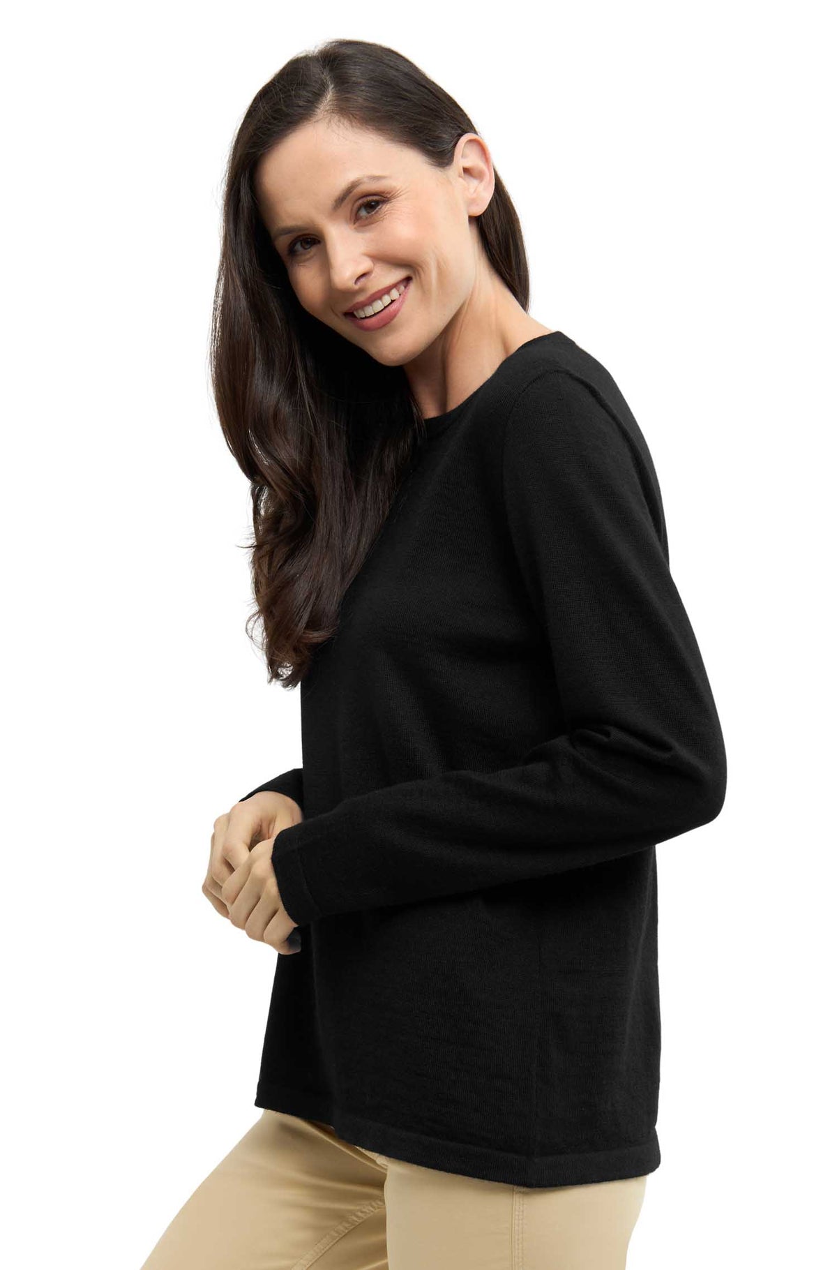 Alpaka Damen Pullover AMALIA-schwarz