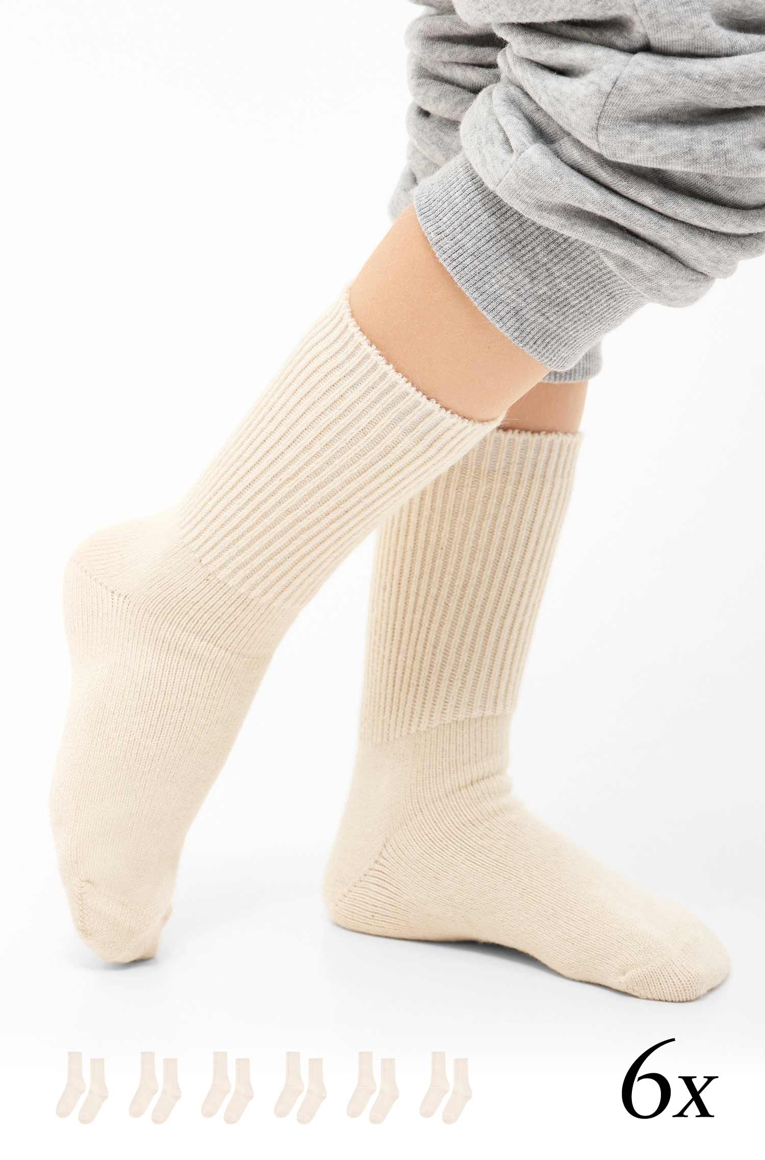 Alpaka Socken SOFT | 6er-Pack-wollweiss