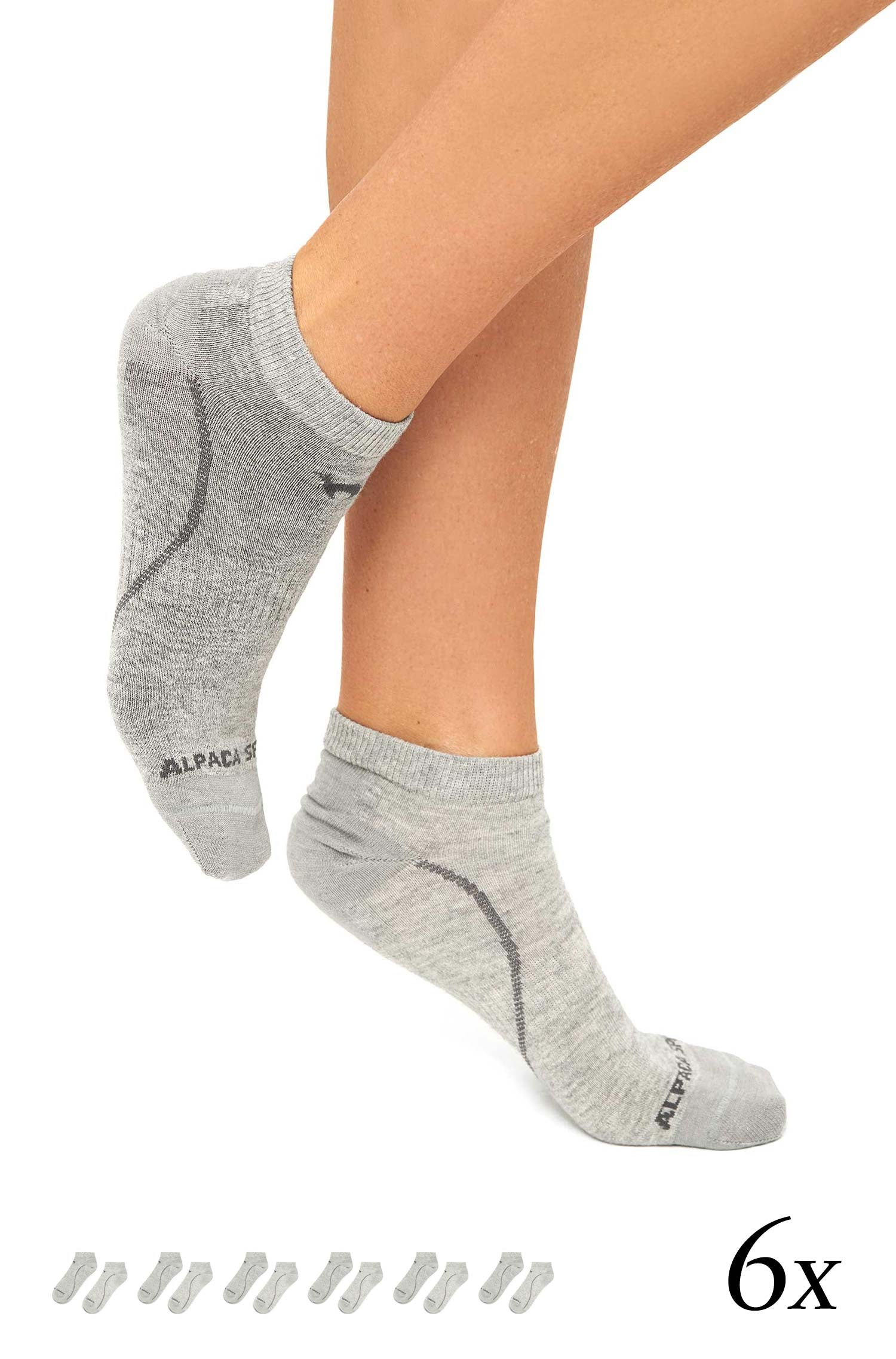 Alpaka Socken SNEAKER | 6er-Pack-silbergrau