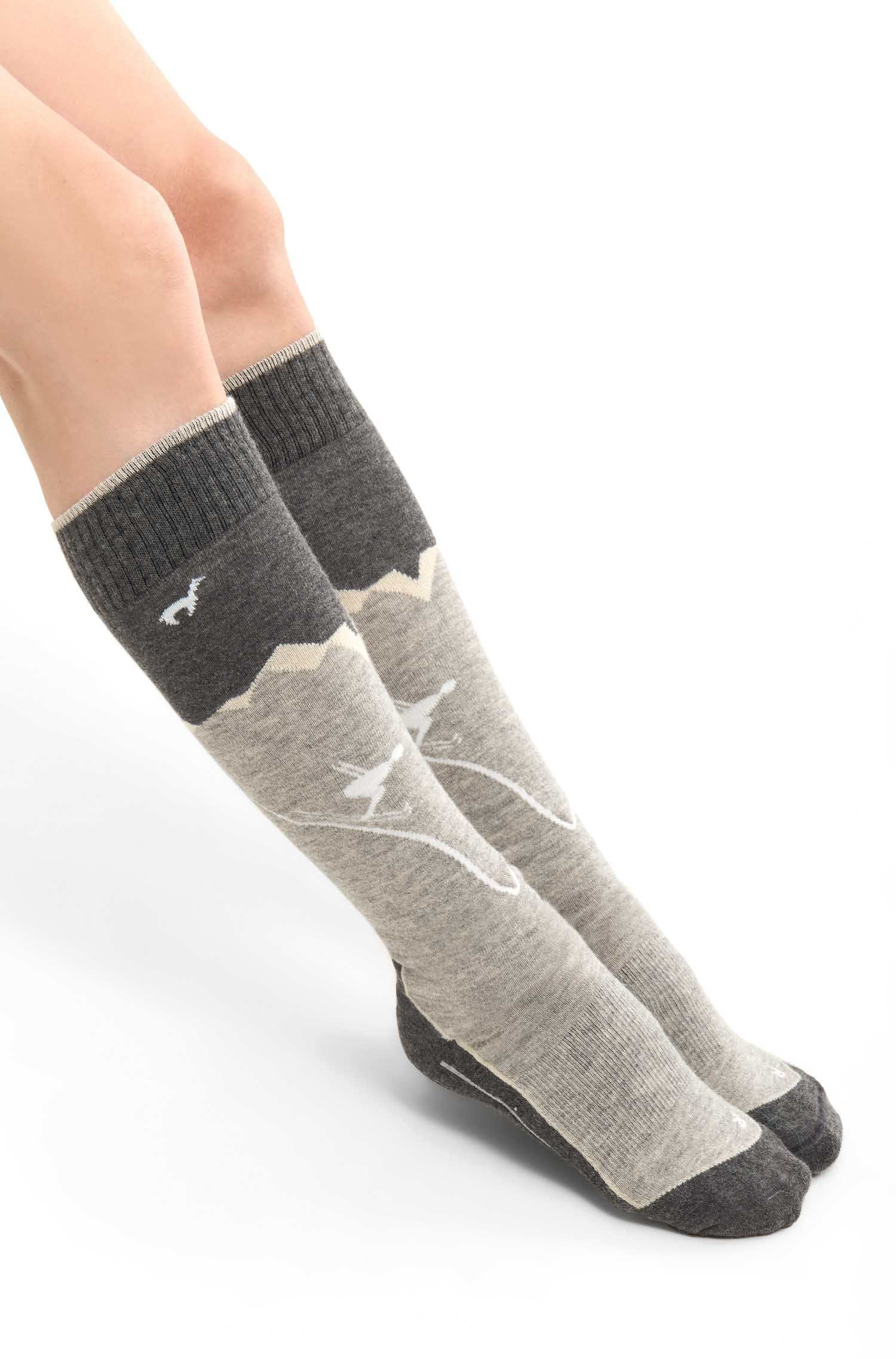Alpaka Socken SKI & SPORT-grau/silber