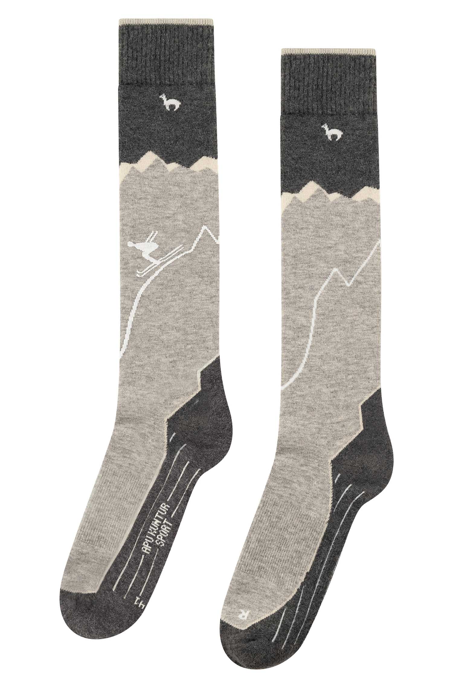 Alpaka Socken SKI & SPORT-grau/silber