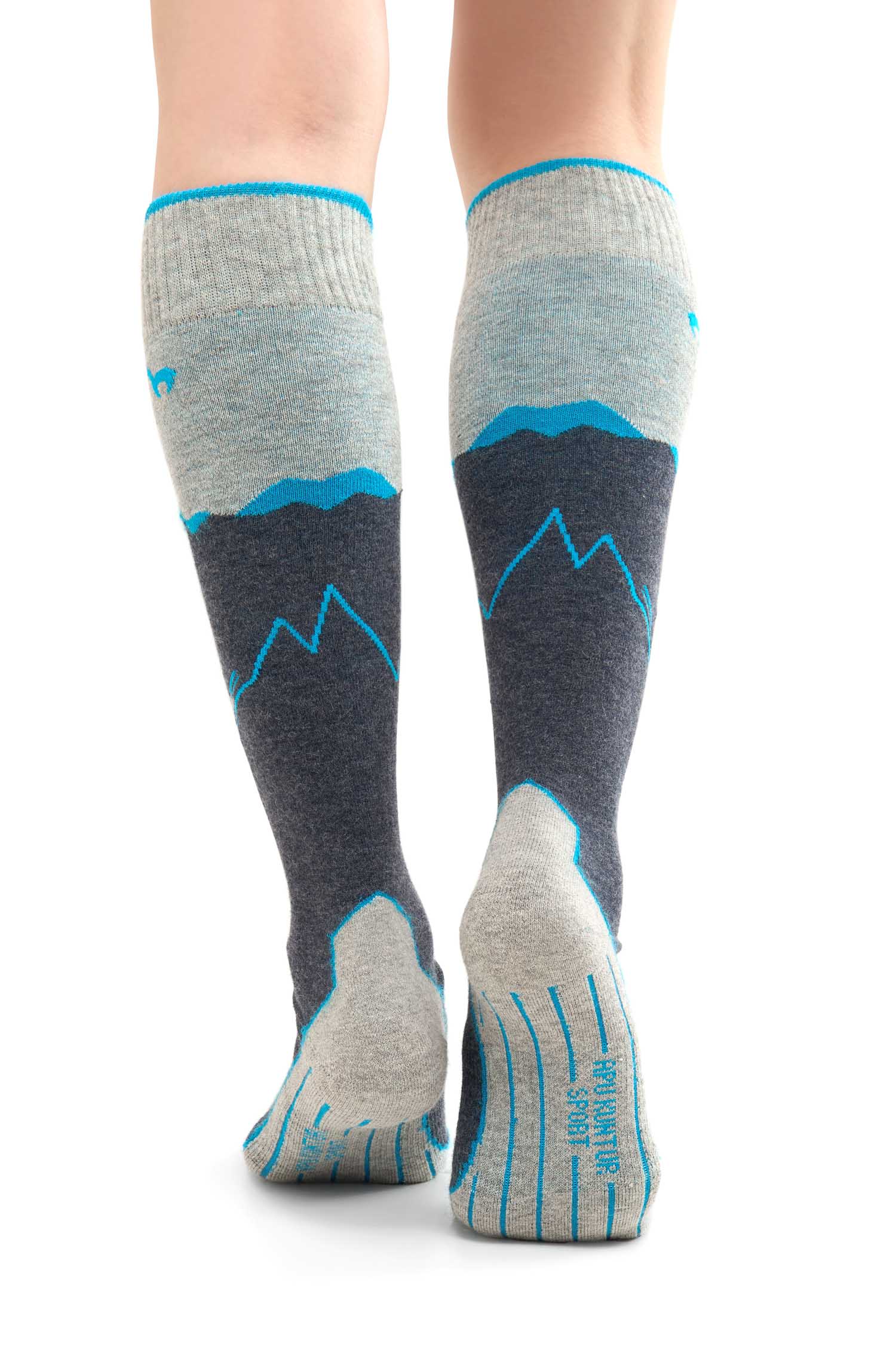 Alpaka Socken SKI & SPORT-navy/türkis