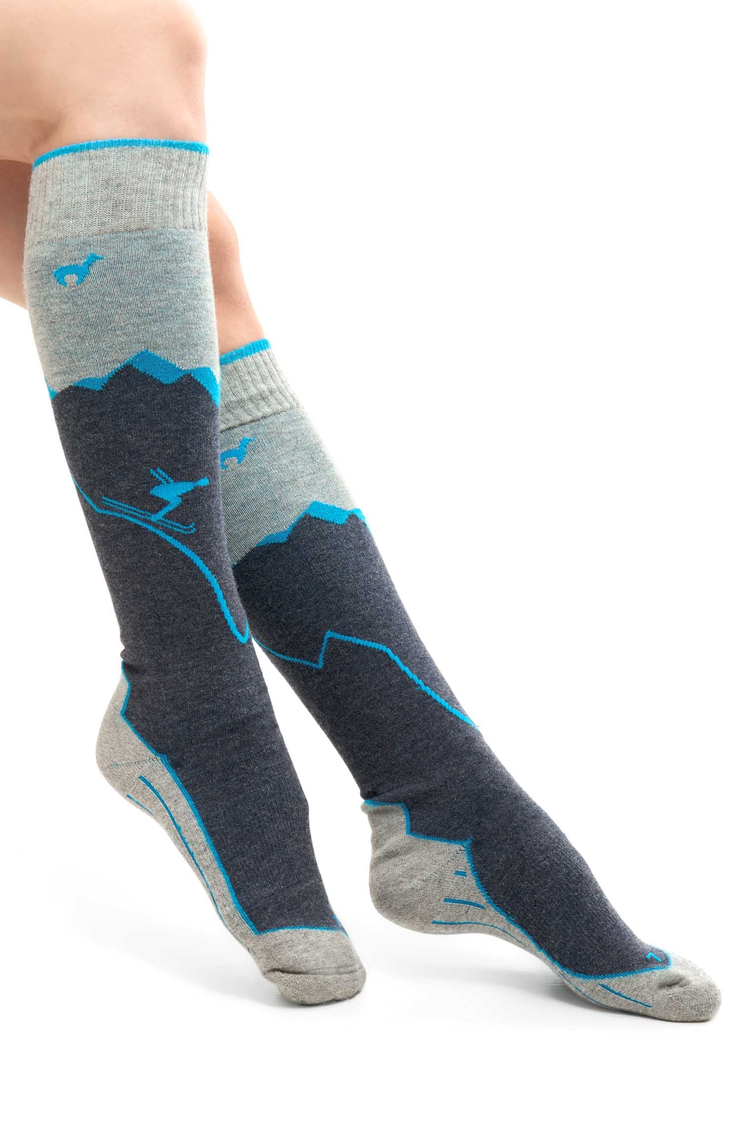 Alpaka Socken SKI & SPORT-navy/türkis