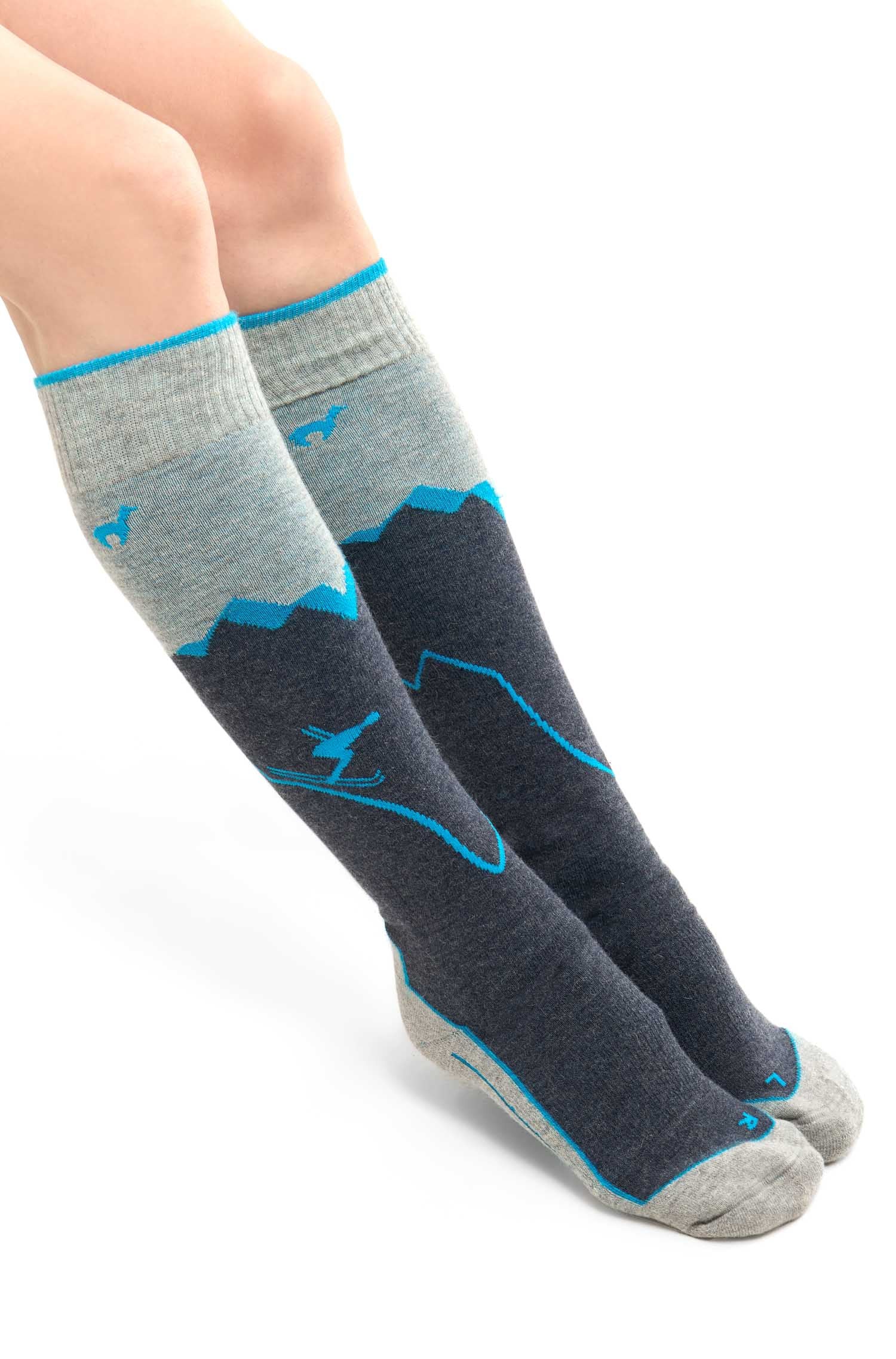 Alpaka Socken SKI & SPORT-navy/türkis