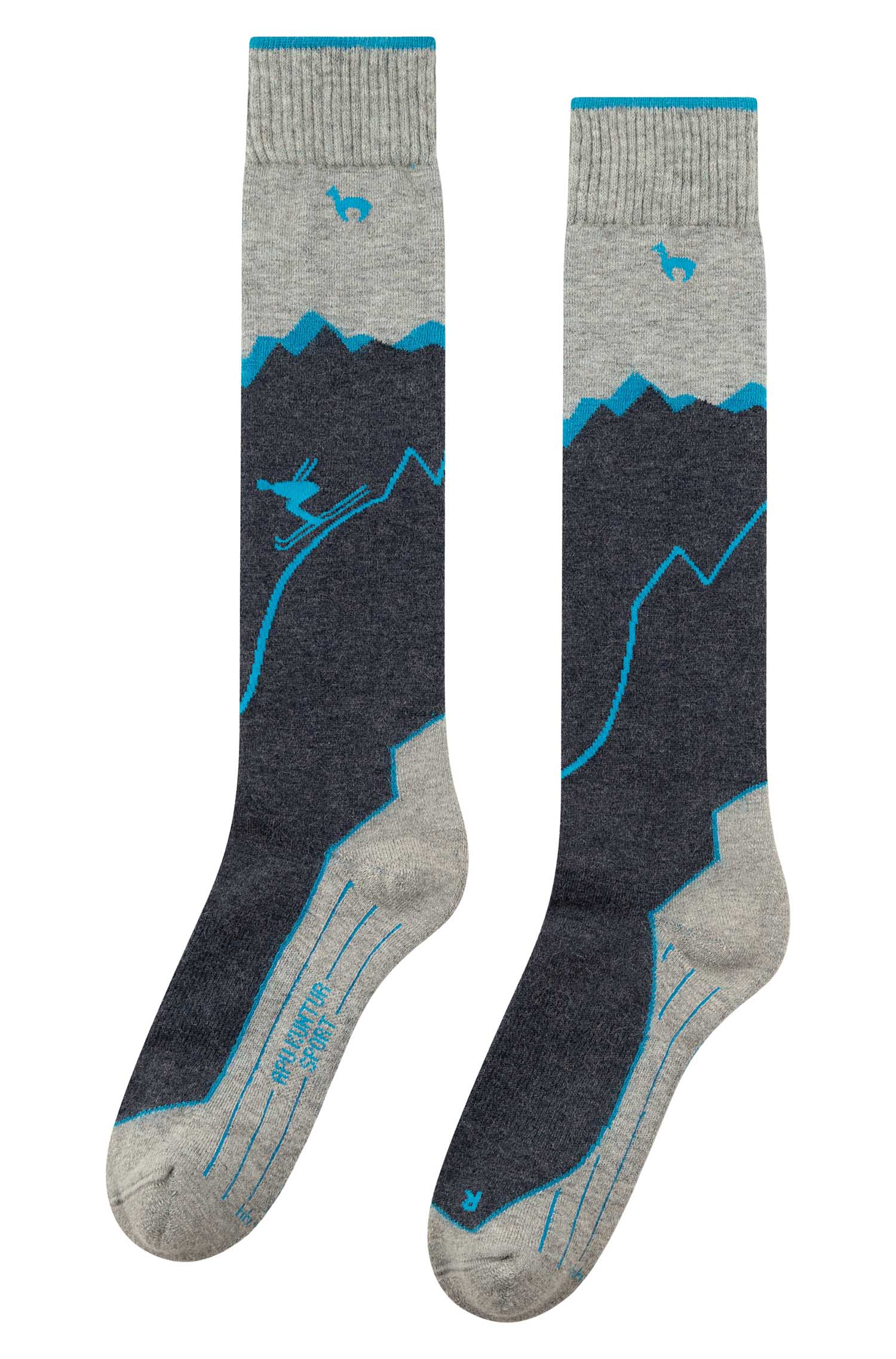 Alpaka Socken SKI & SPORT-navy/türkis