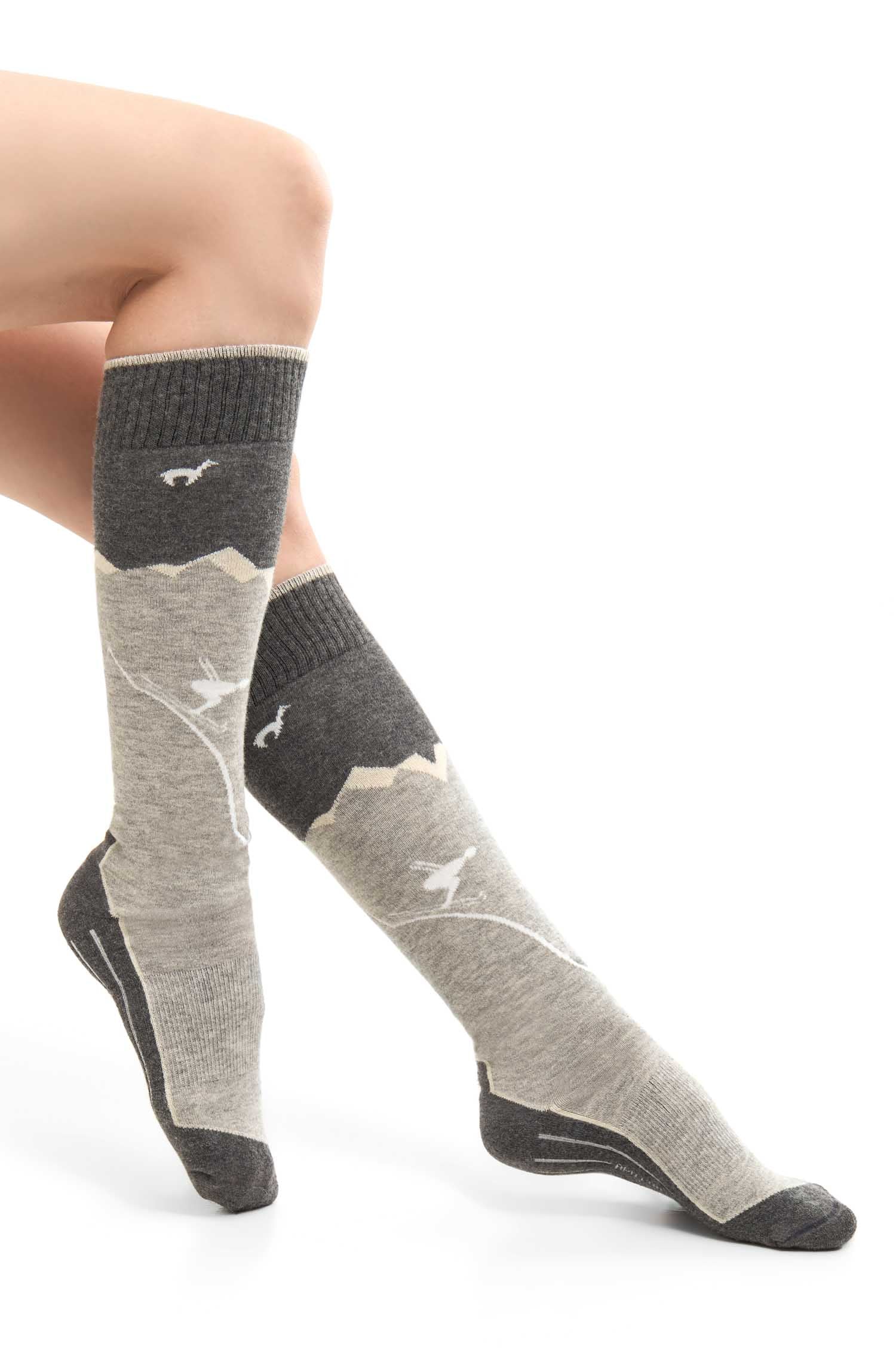 Alpaka Socken SKI & SPORT | 6er-Pack-grau/silber