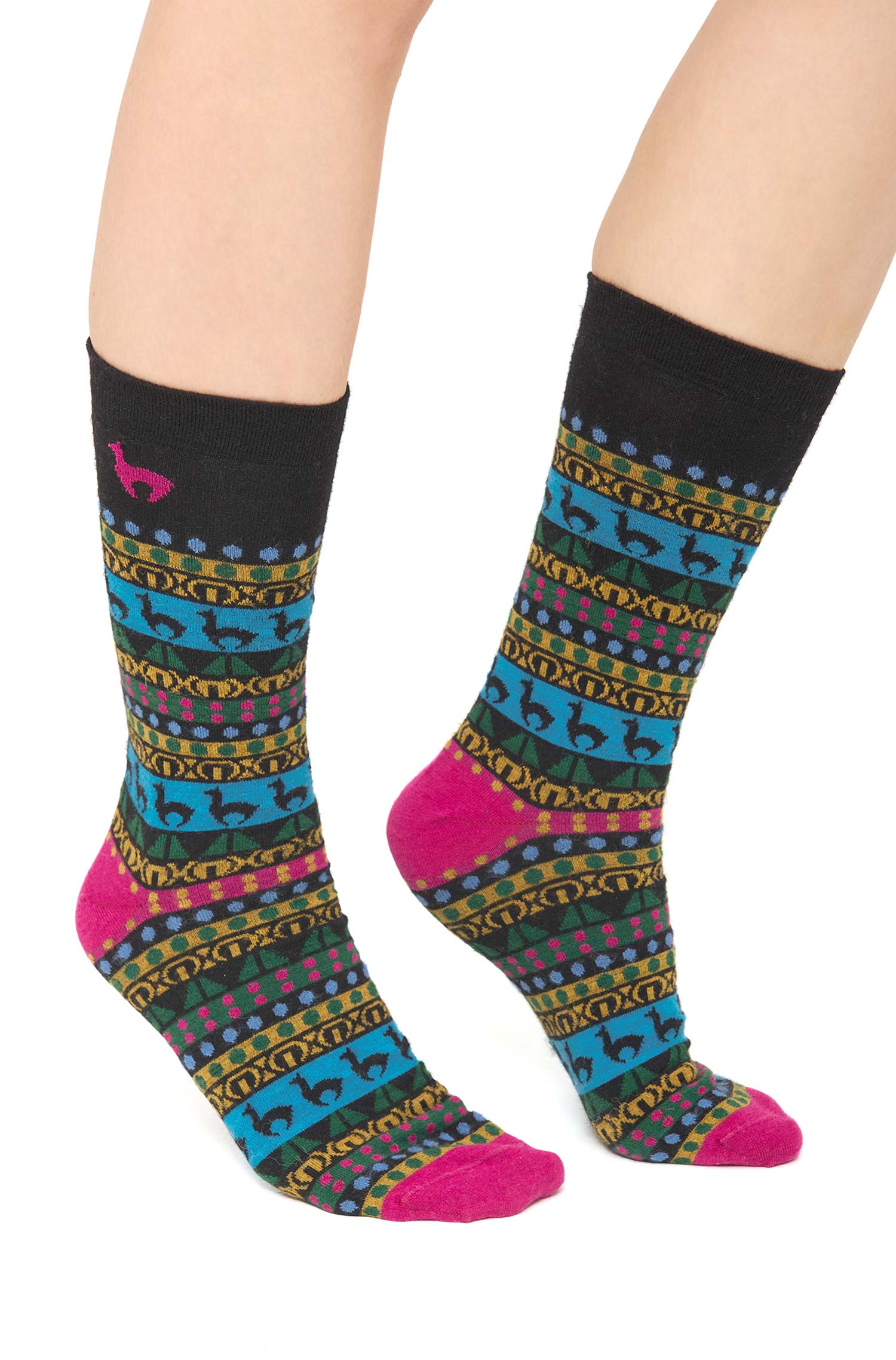 Alpaka Socken CUSCO-schwarz/fuchsia