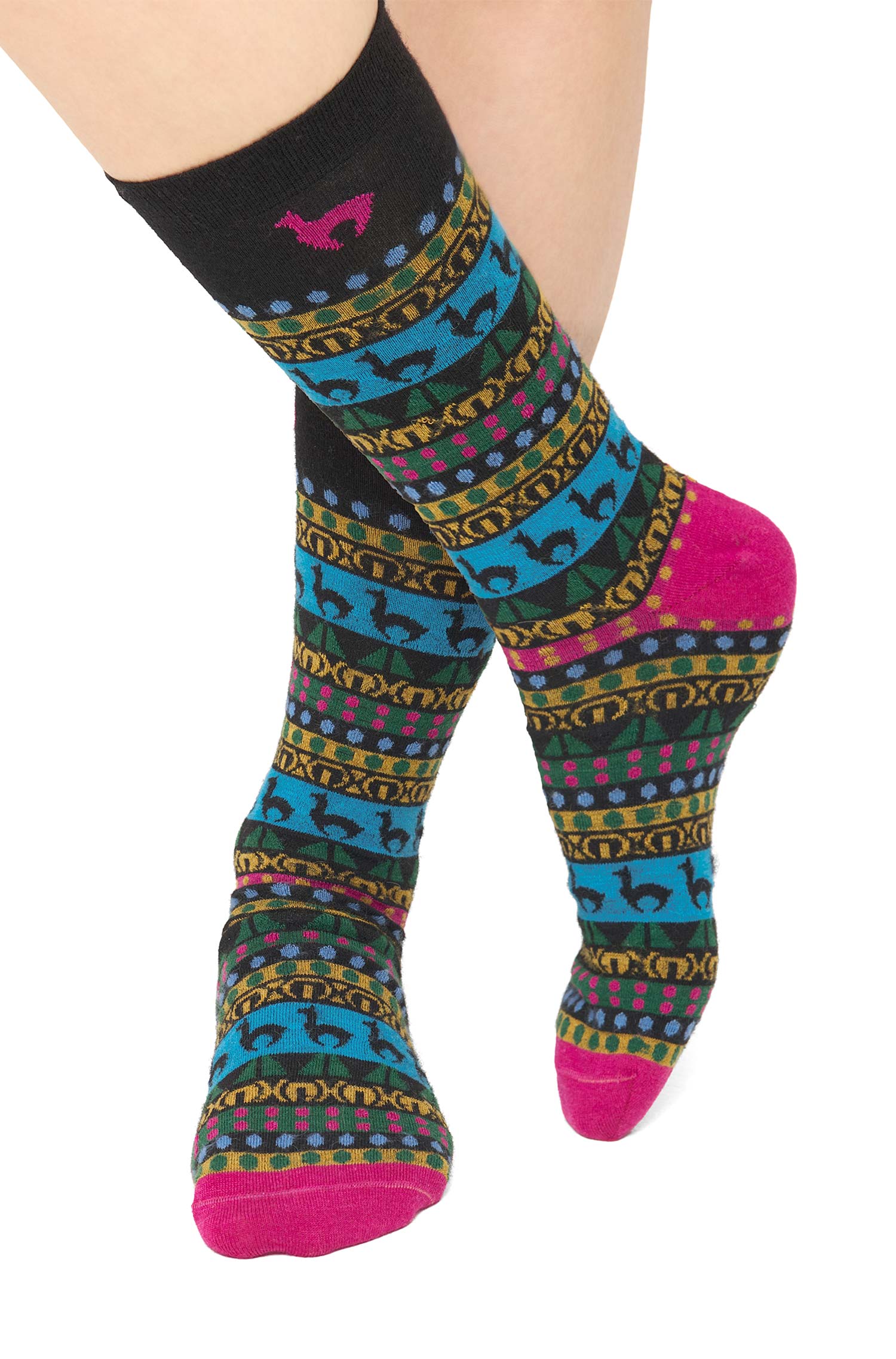 Alpaka Socken CUSCO-schwarz/fuchsia