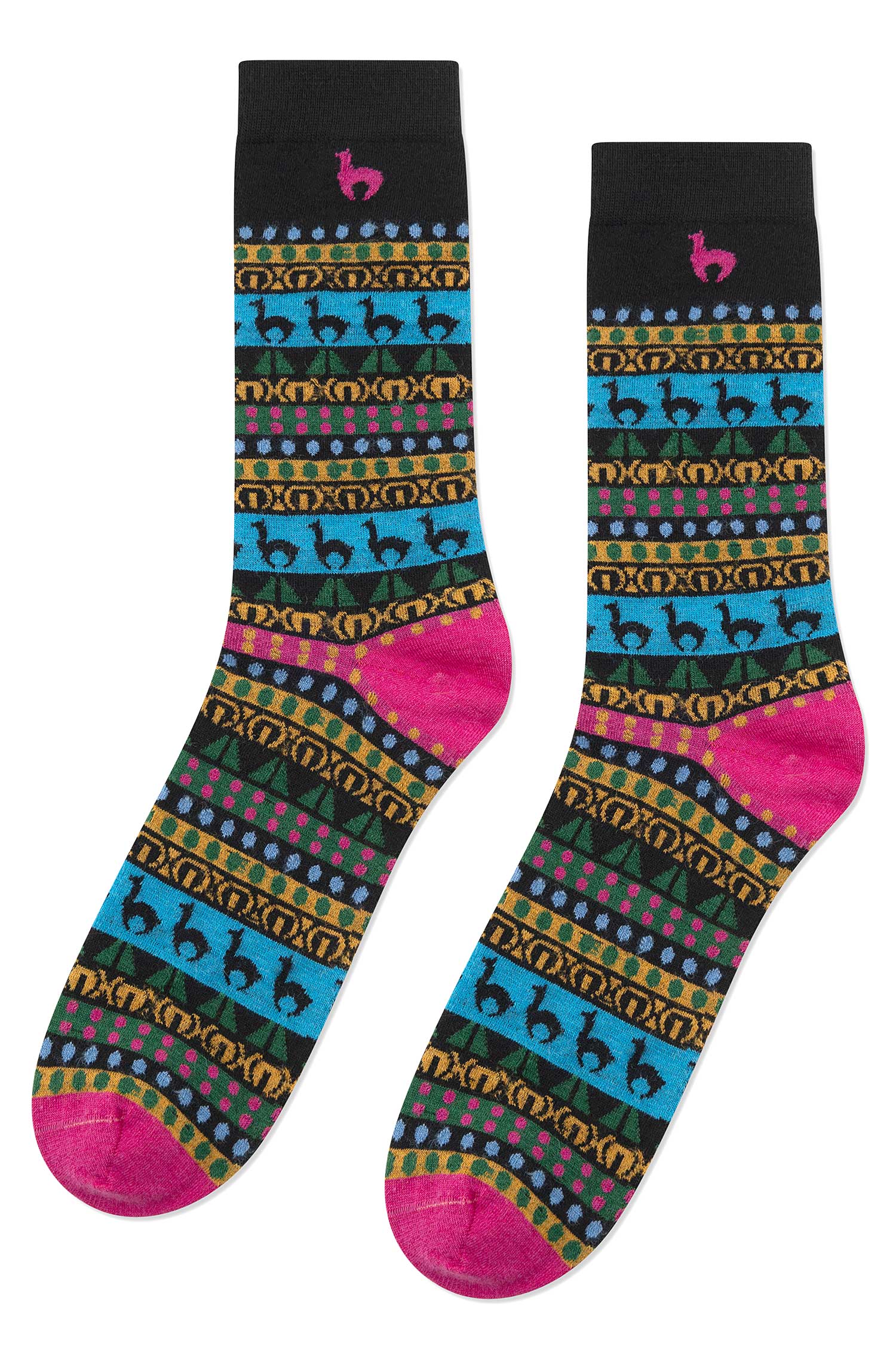 Alpaka Socken CUSCO-schwarz/fuchsia