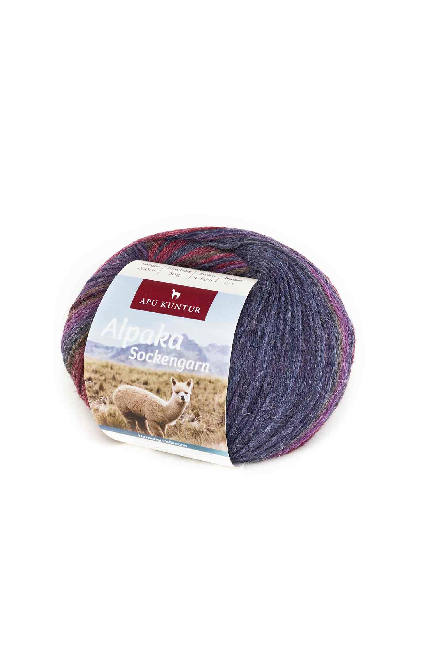 Alpaka Sockengarn HARMONY | 5×50g-pflaume/blau