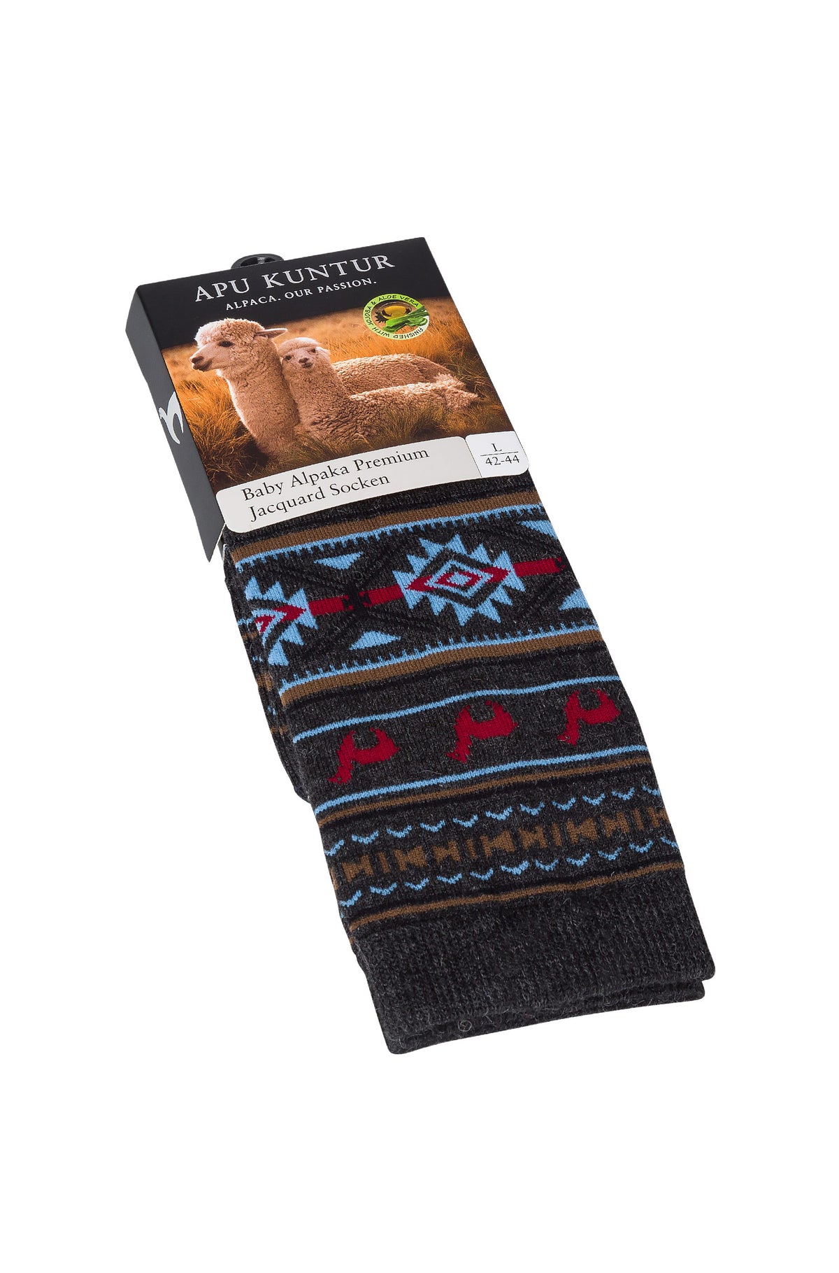 Alpaka Socken JAQUARD-grau/blau