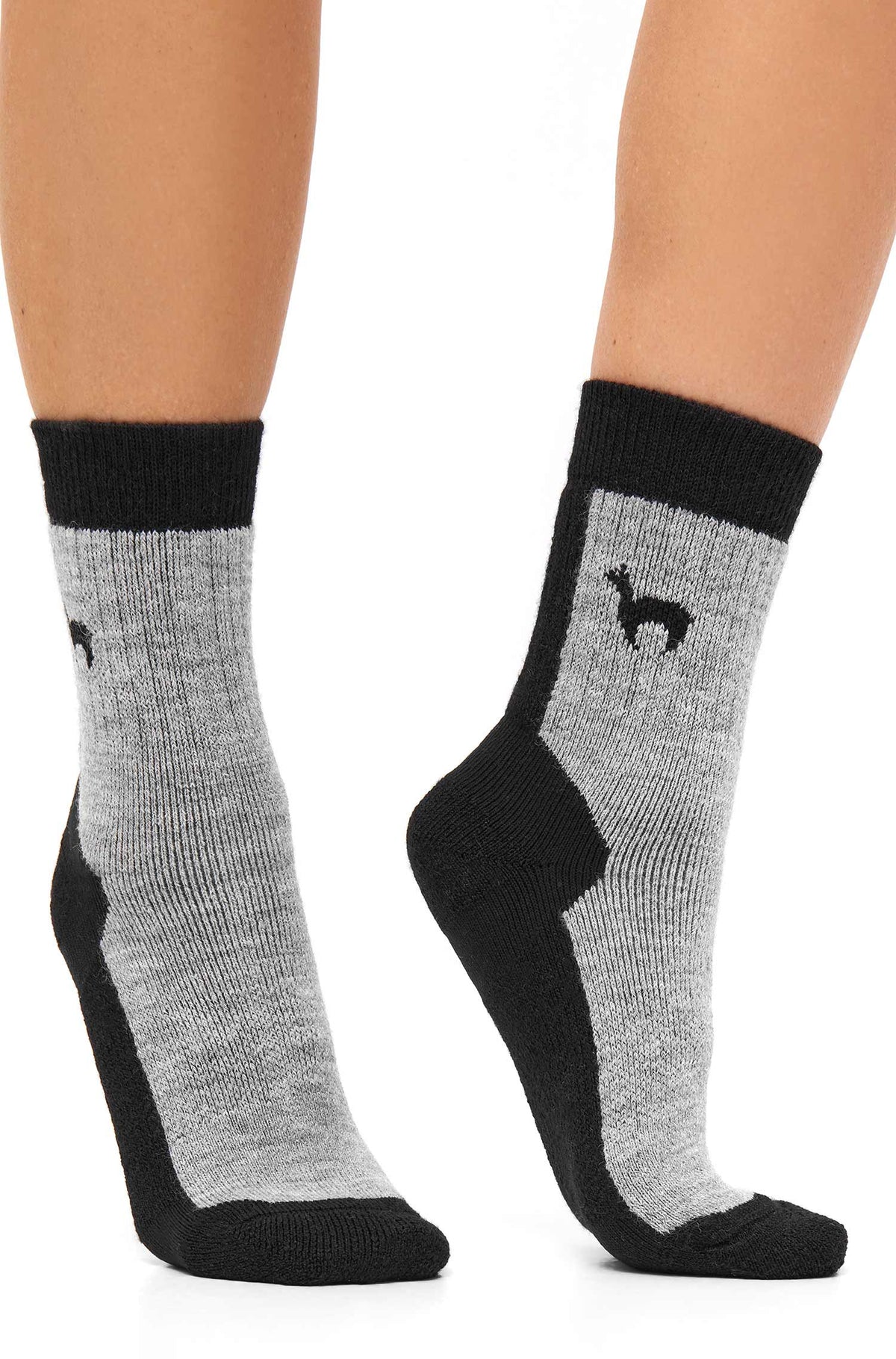 Alpaka Socken TREKKING-schwarz/grau