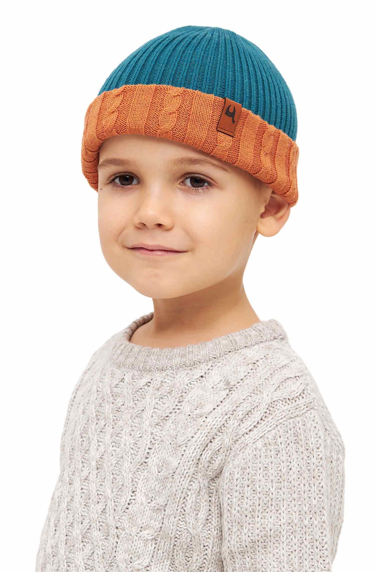 Kinder Wendemütze ELISUAVE-orange/petrol
