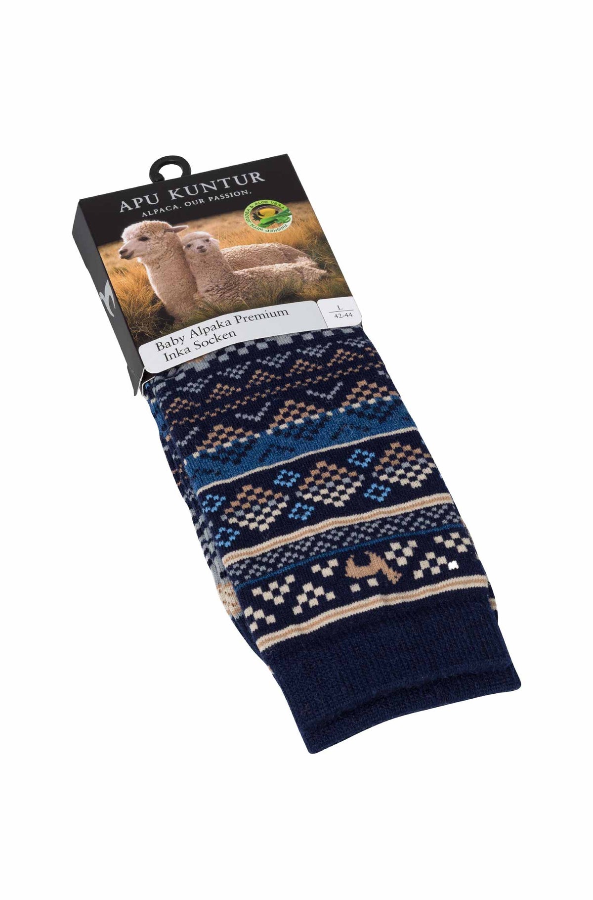 Alpaka Socken INKA-blau/sand
