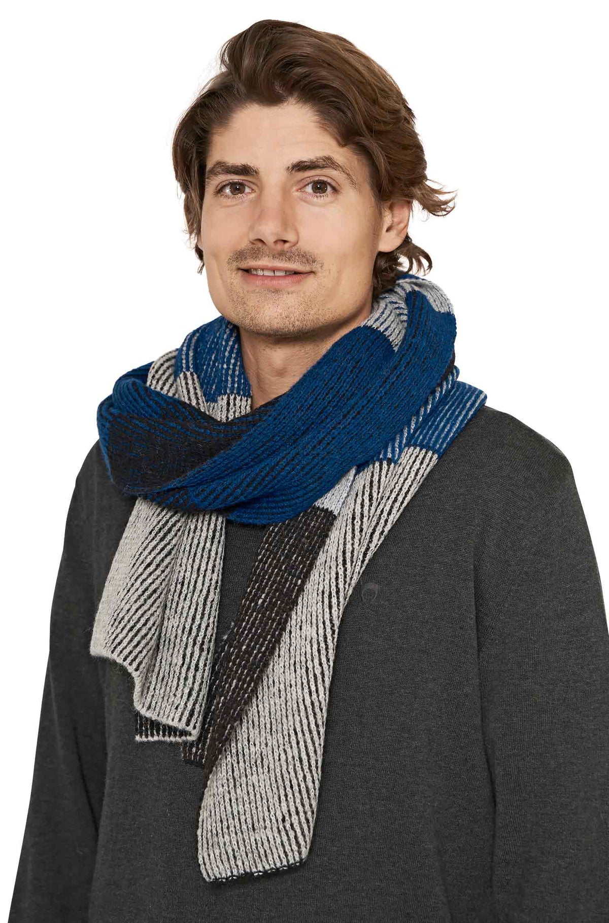 Alpaka Schal MARINO-blau/silbergrau