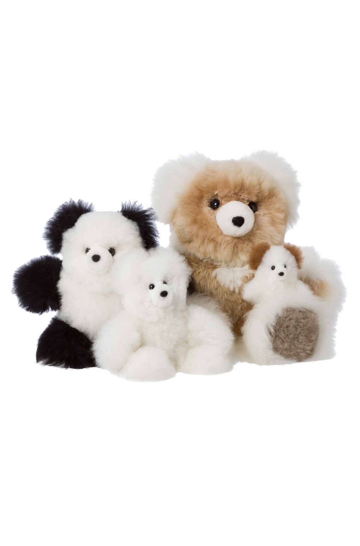 Alpaka Felltier TEDDY, 50 cm-schwarz/weiss